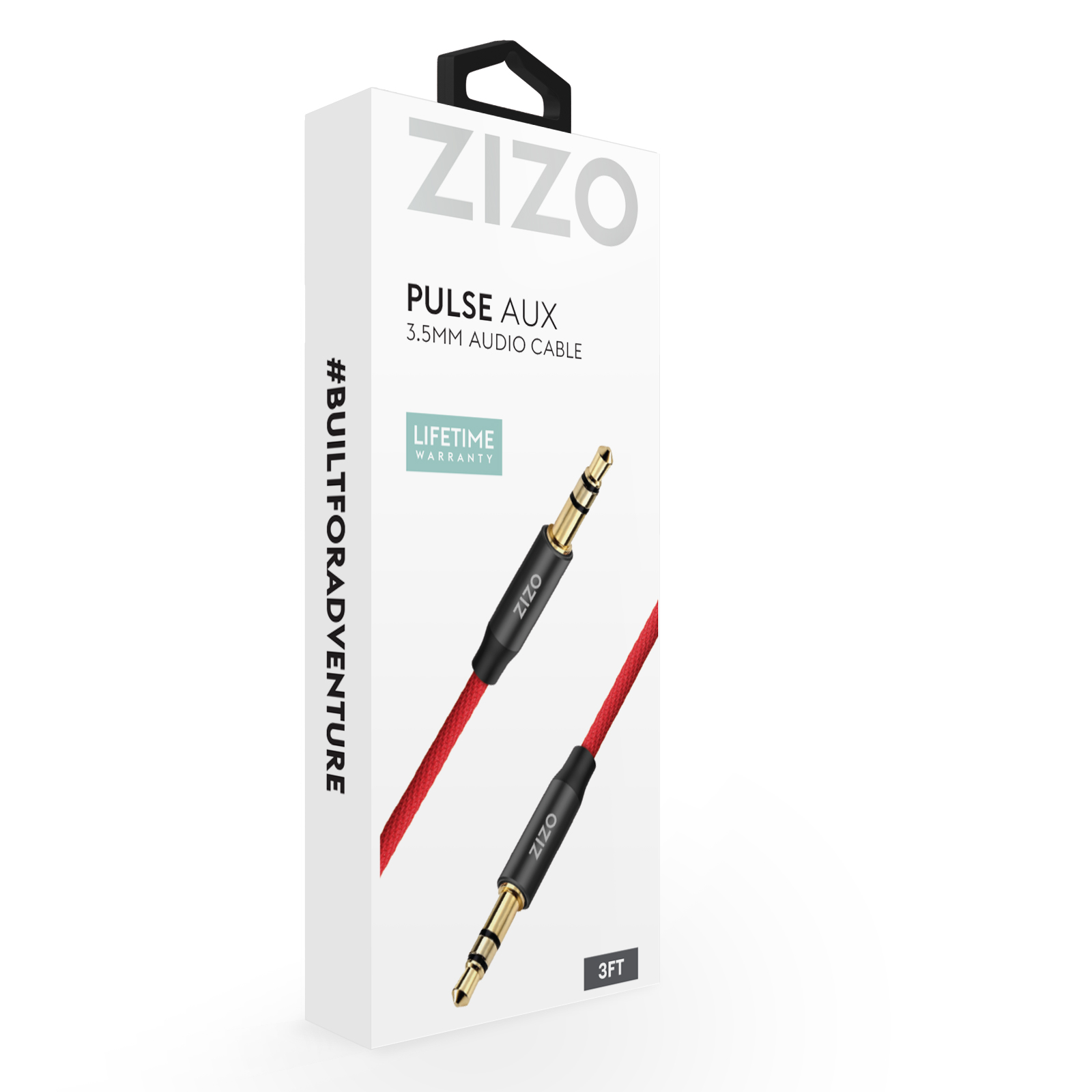 Picture of ZIZO 3.5 mm Male to Male Stereo Audio Aux Cable - Black & Red