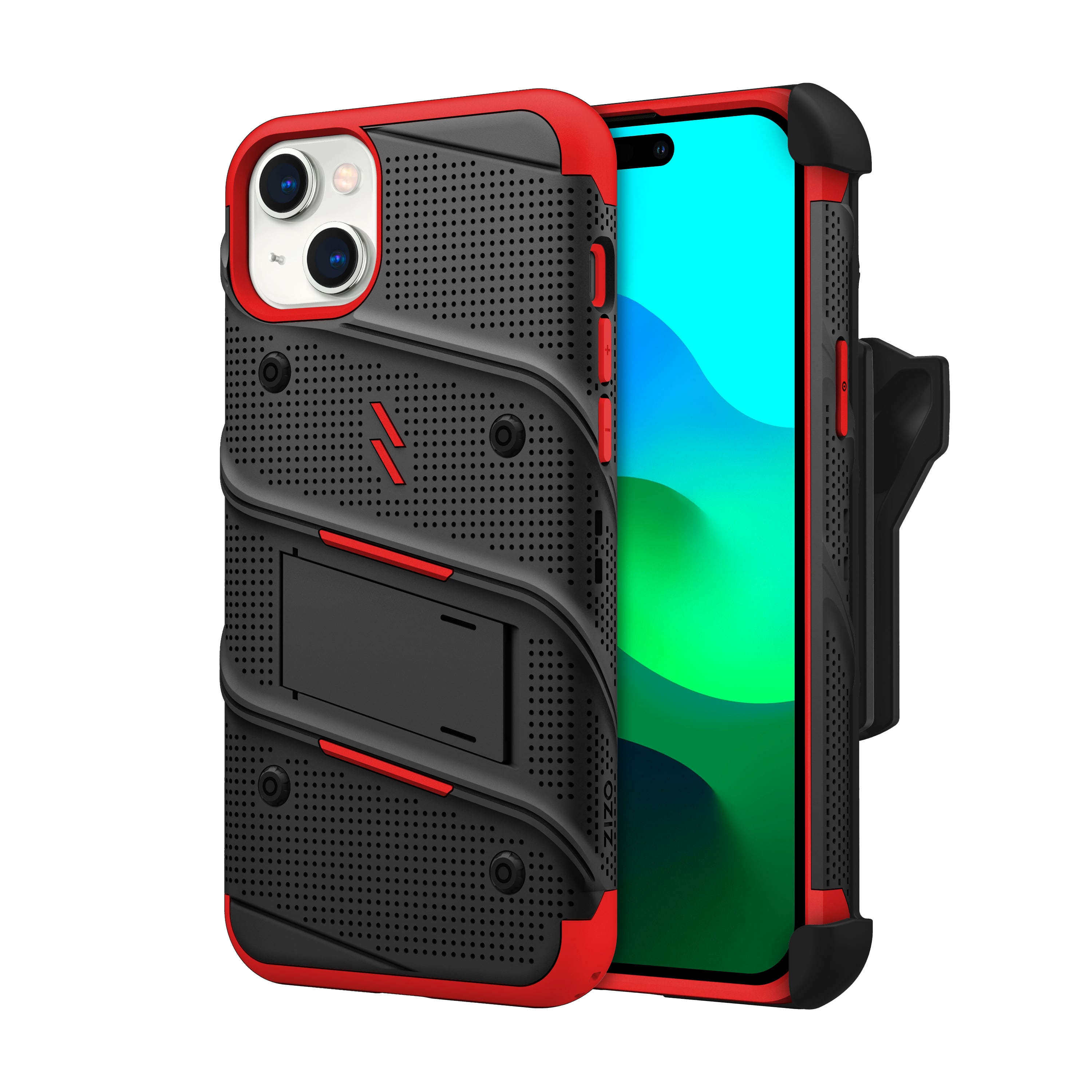 Picture of ZIZO BOLT Bundle iPhone 15 Plus Case with Tempered Glass - Red