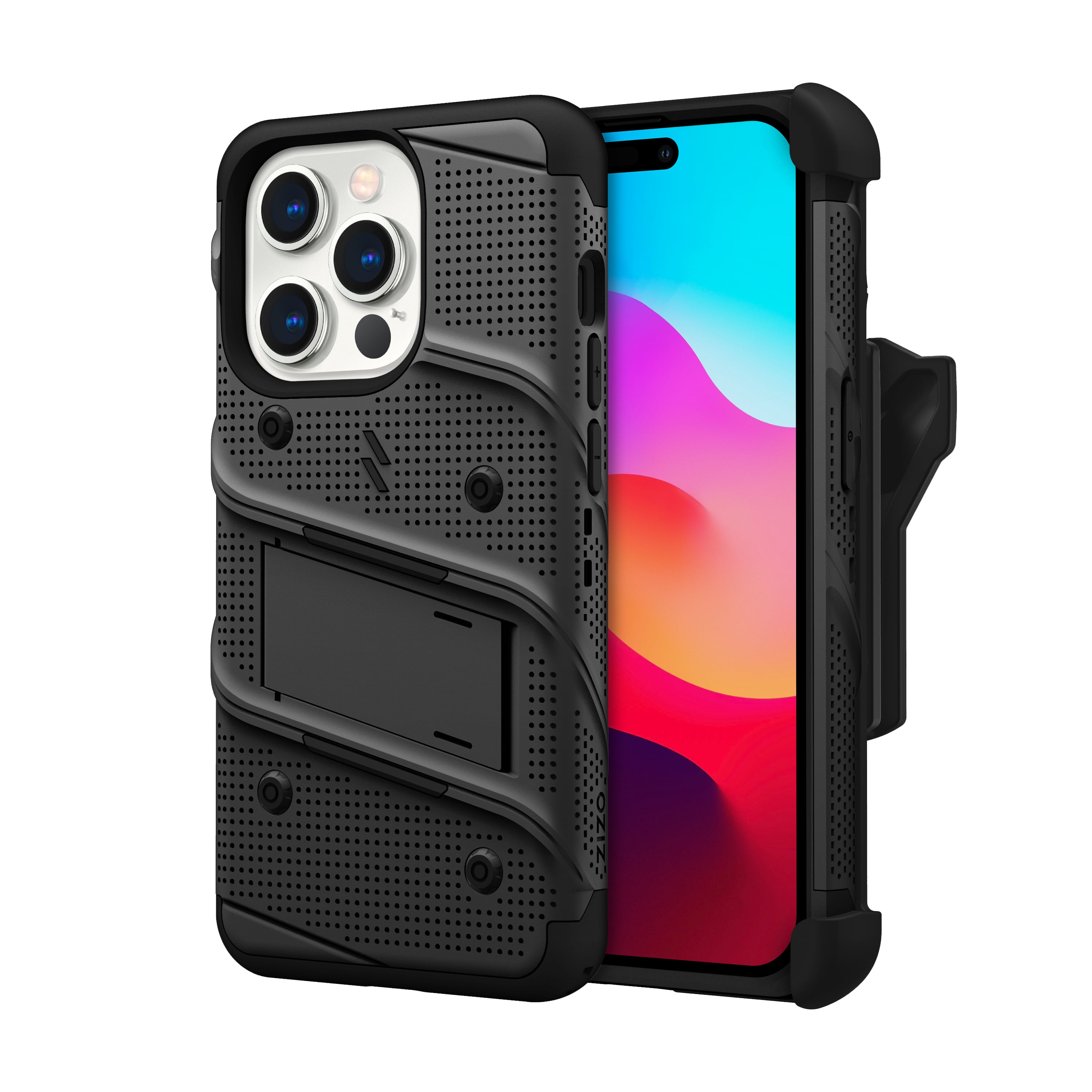 Picture of ZIZO BOLT Bundle iPhone 15 Pro Case with Tempered Glass - Black