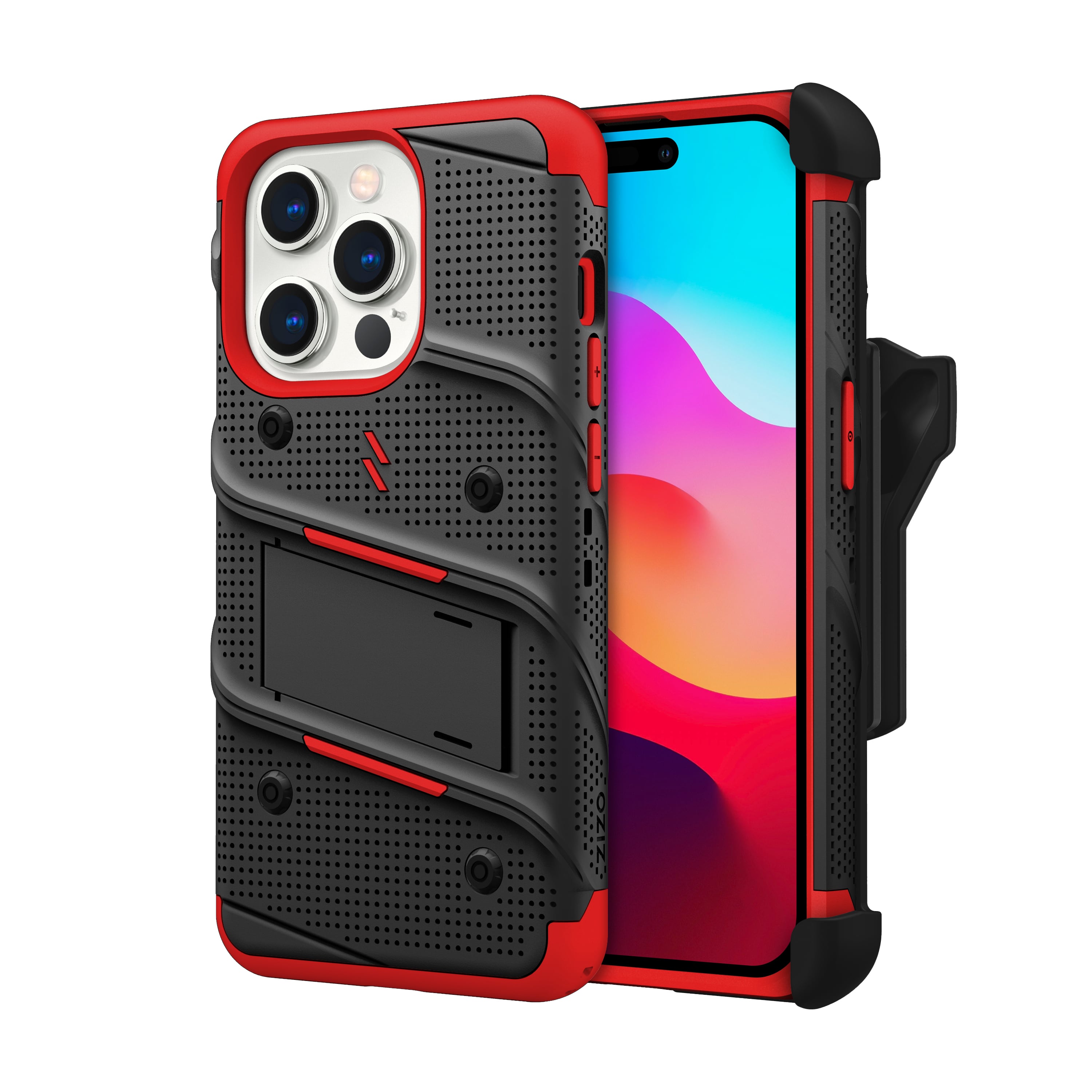 Picture of ZIZO BOLT Bundle iPhone 15 Pro Case with Tempered Glass - Red