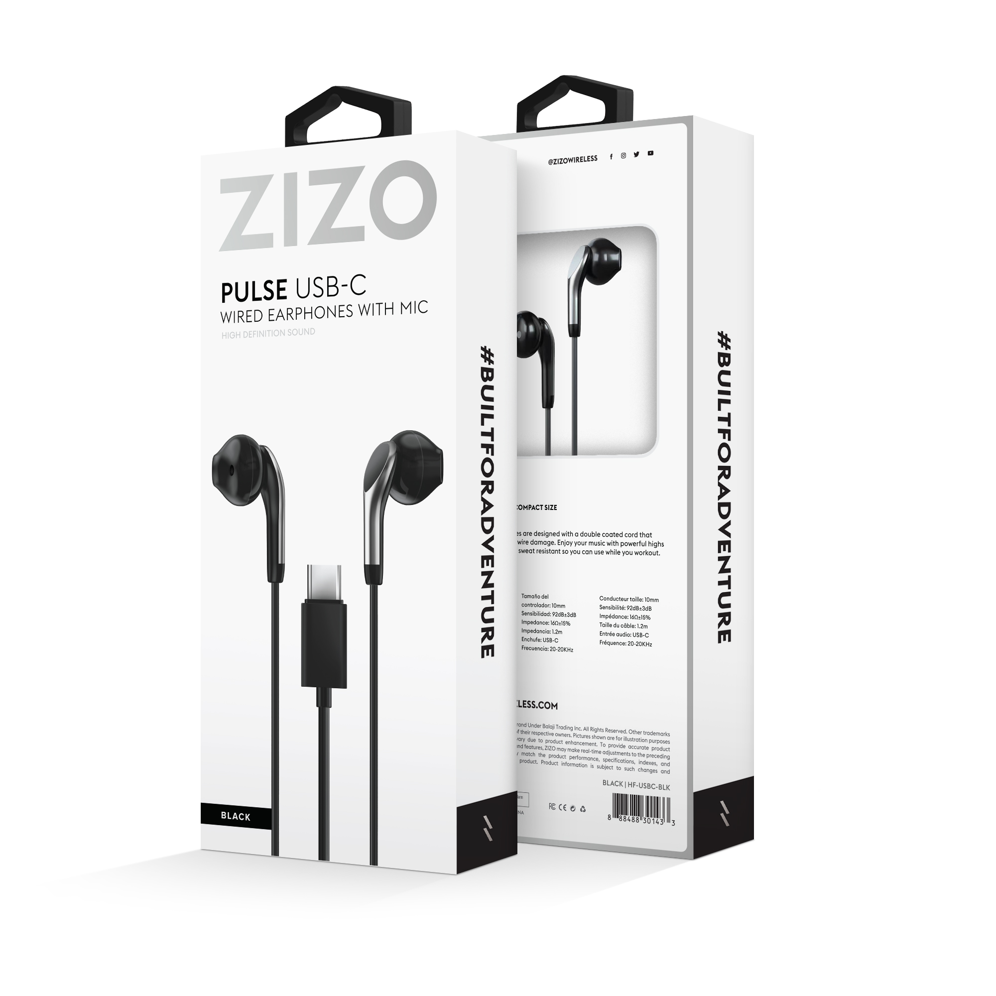 Picture of ZIZO Wired USB Type C Headphones - Black