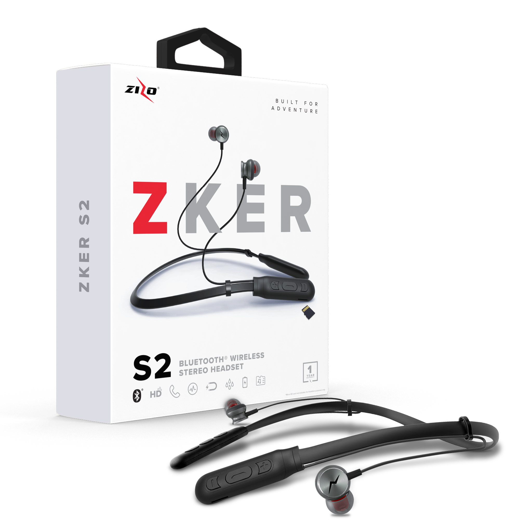 Picture of For any Phone Model with Bluetooth Capability - ZIZO ZKER S2 Bluetooth Neckband Wireless Headset (Black)