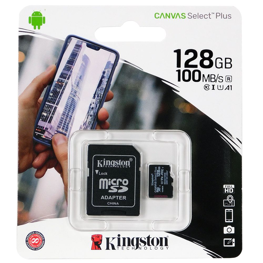 Picture of Kingston 128GB microSD Canvas Select Plus Memory Card + Adapter (SDCS2/128GB)