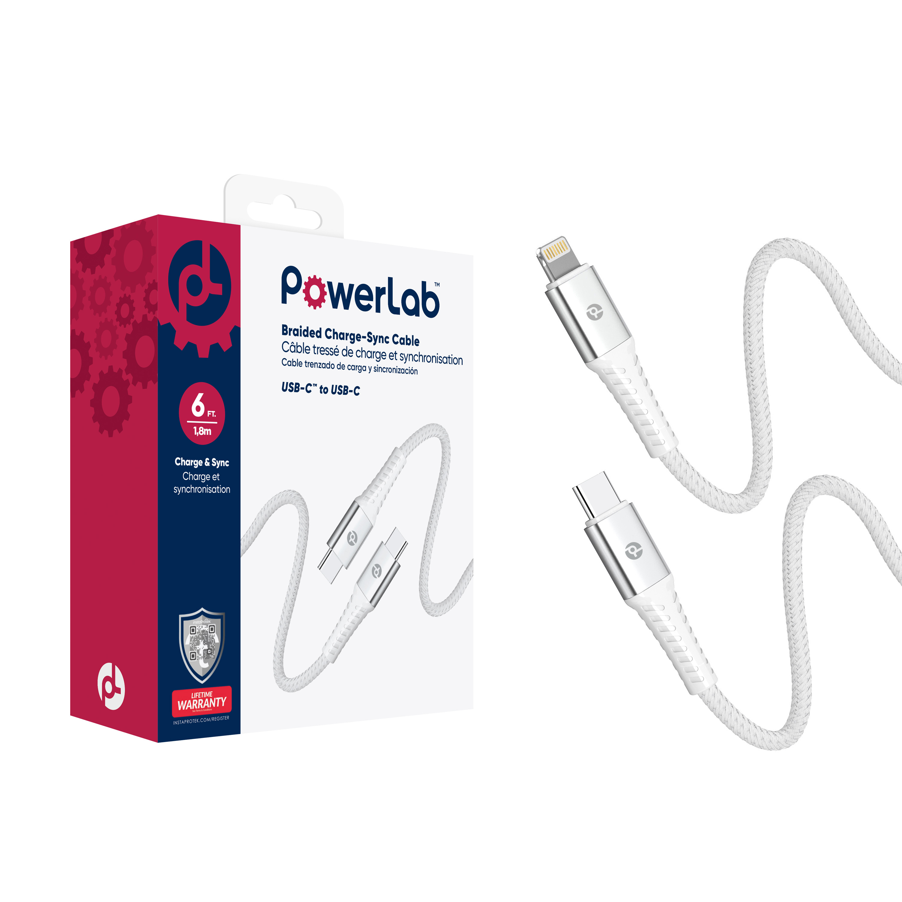 Picture of PowerLab 6ft USB-C to Lightning Data Cable - White