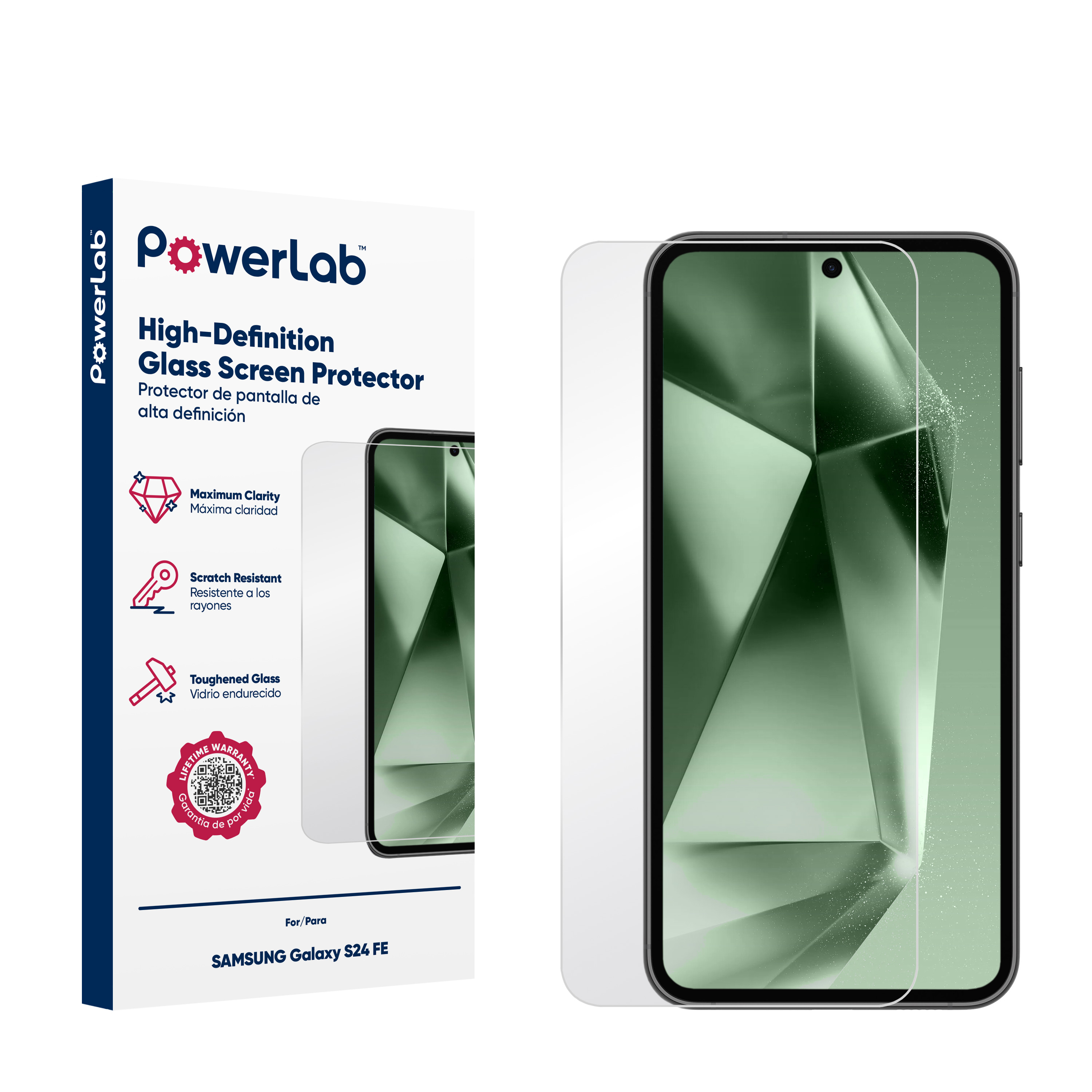 Picture of PowerLab HD Glass Screen Protector for Galaxy S24 FE - Clear