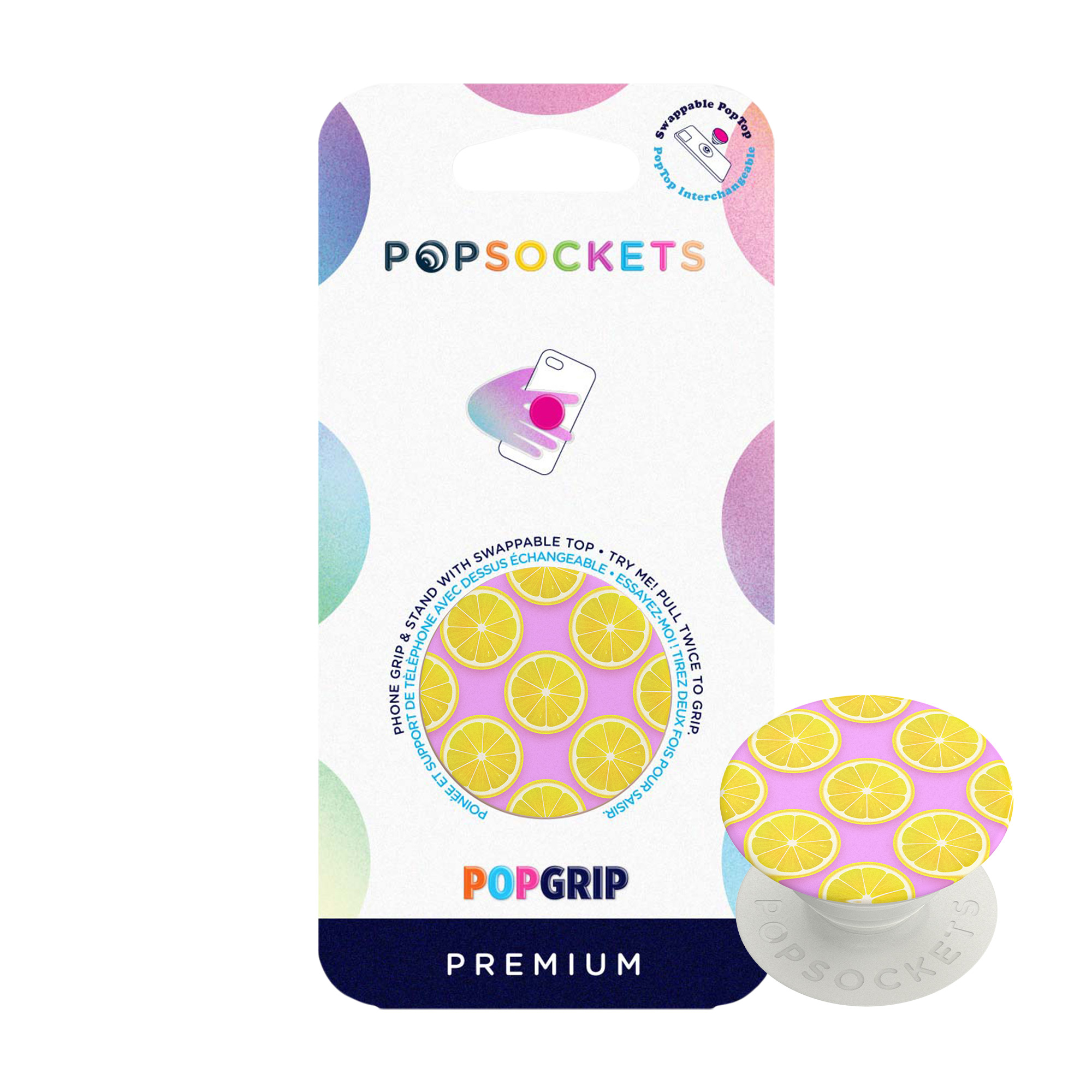 Picture of PopSockets Phone and Tablet Swappable PopGrip - Pink Lemonade Slices