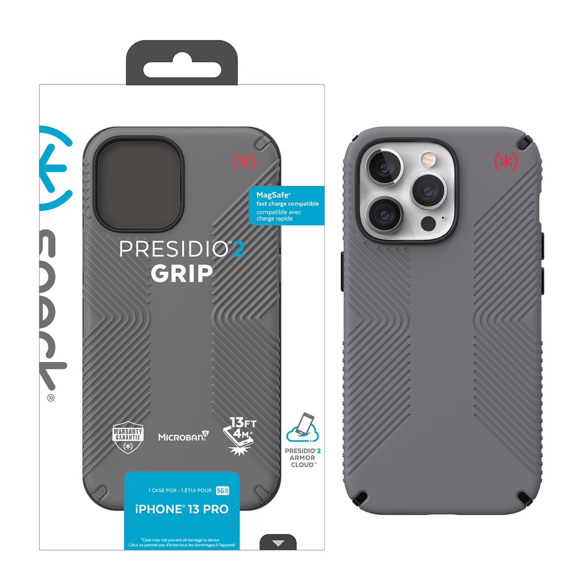 Picture of IPHONE 13 PRO PRESIDIO2 GRIP (GRAPHITE GREY/BLACK/BOLDRED)