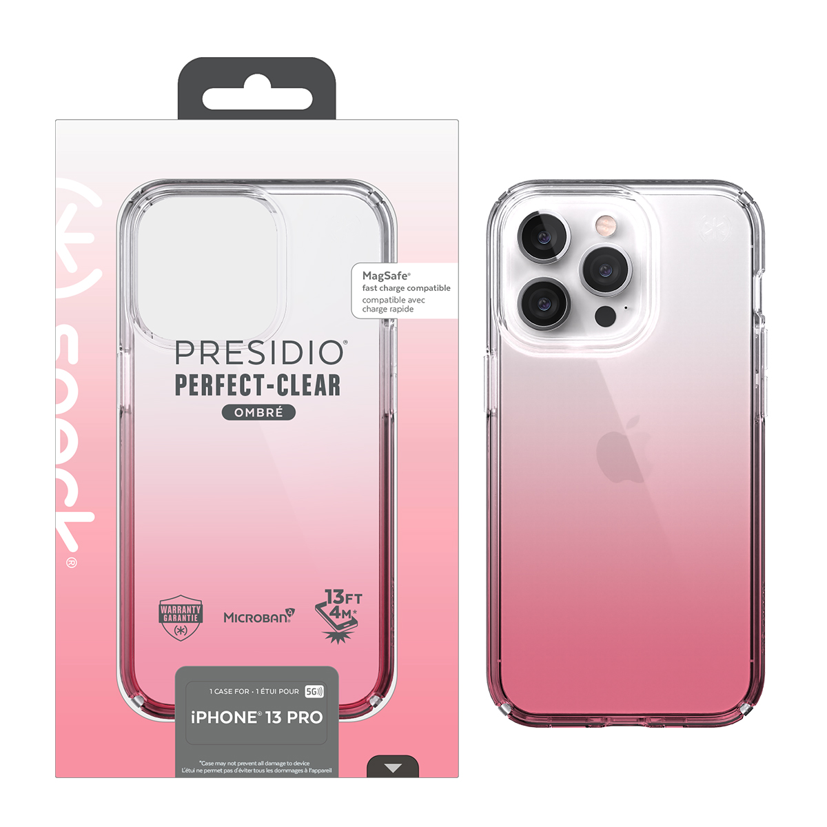 Picture of IPHONE 13 PRO PRESIDIO PERFECT-CLEAR OMBRE (CLEAR/VINTAGE ROSE)