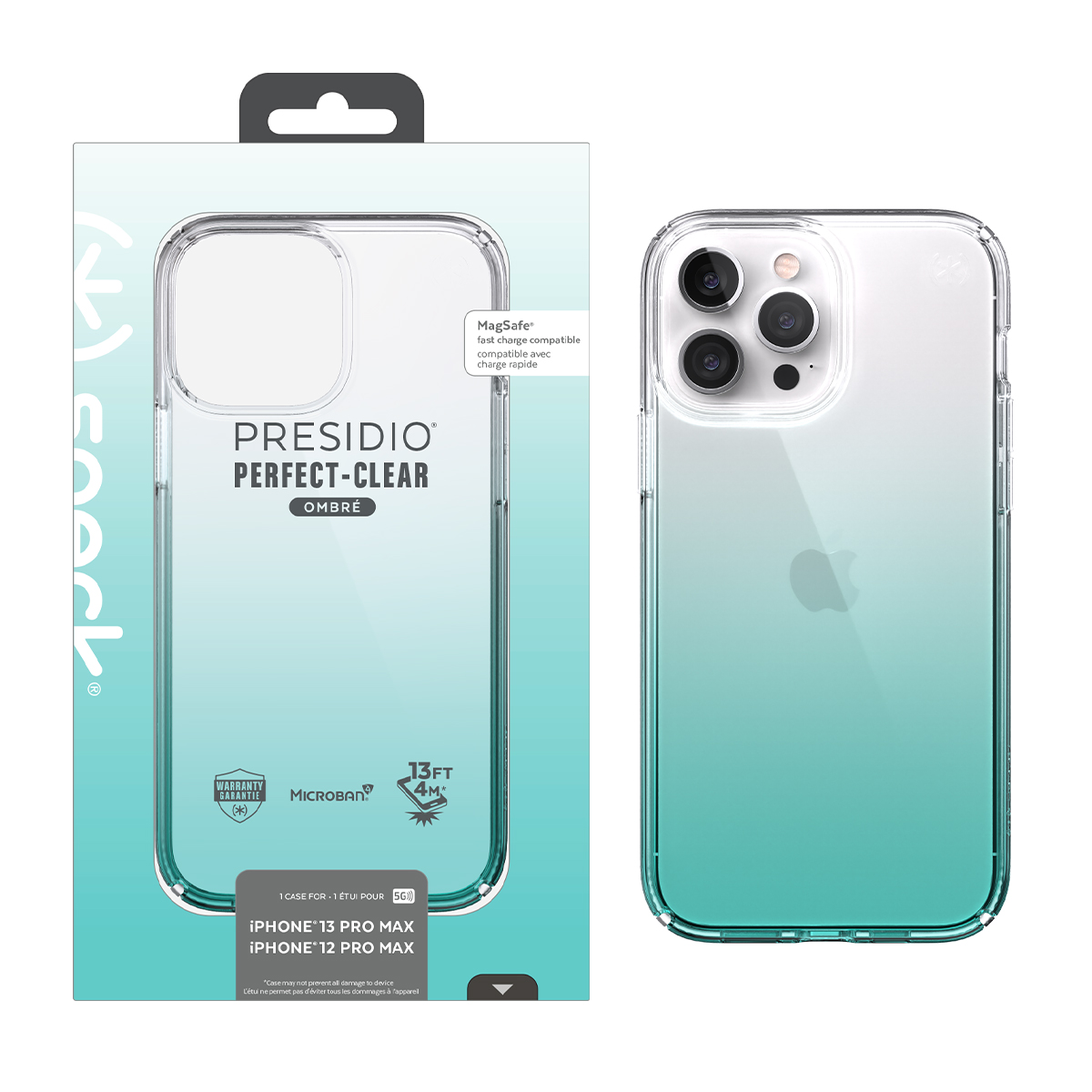 Picture of IPH13PMAX/12PMAX PRESIDIO PERFECT-CLEAR OMBRE (CLEAR/FANTASY TEAL FADE)