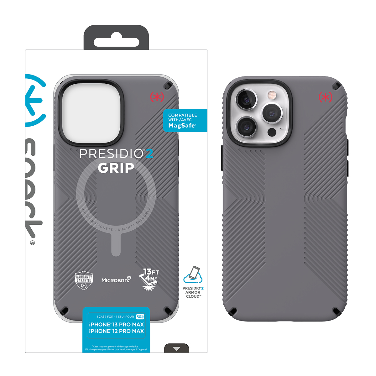 Picture of Speck iPhone 13 Pro Max/12 Pro Max PRESIDIO2 GRIP Case + Magsafe - Graphite Grey