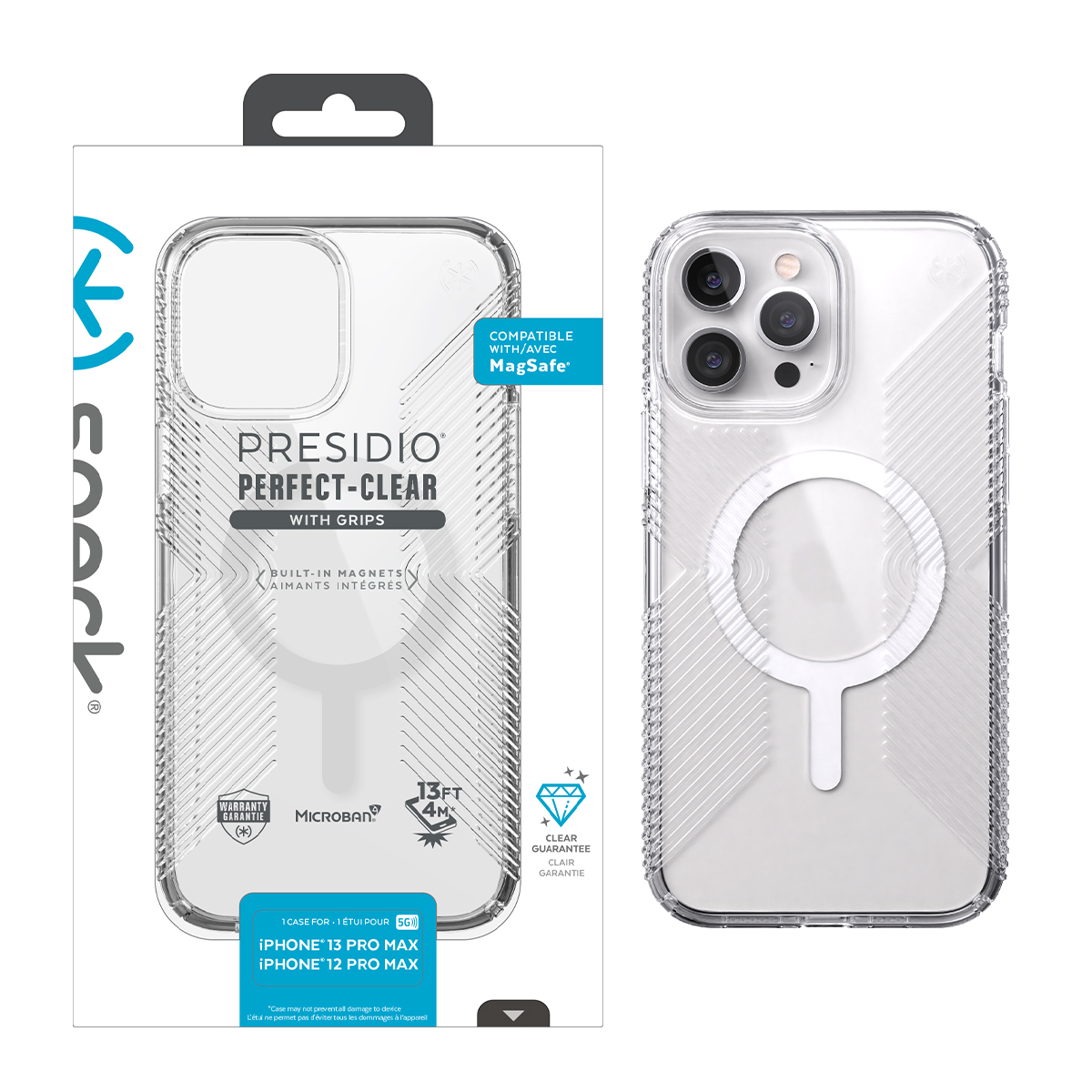 Picture of Speck iPhone 13 Pro Max/12 Pro Max PRESIDIO PERFECT-CLEAR GRIP Case + Magsafe - Clear