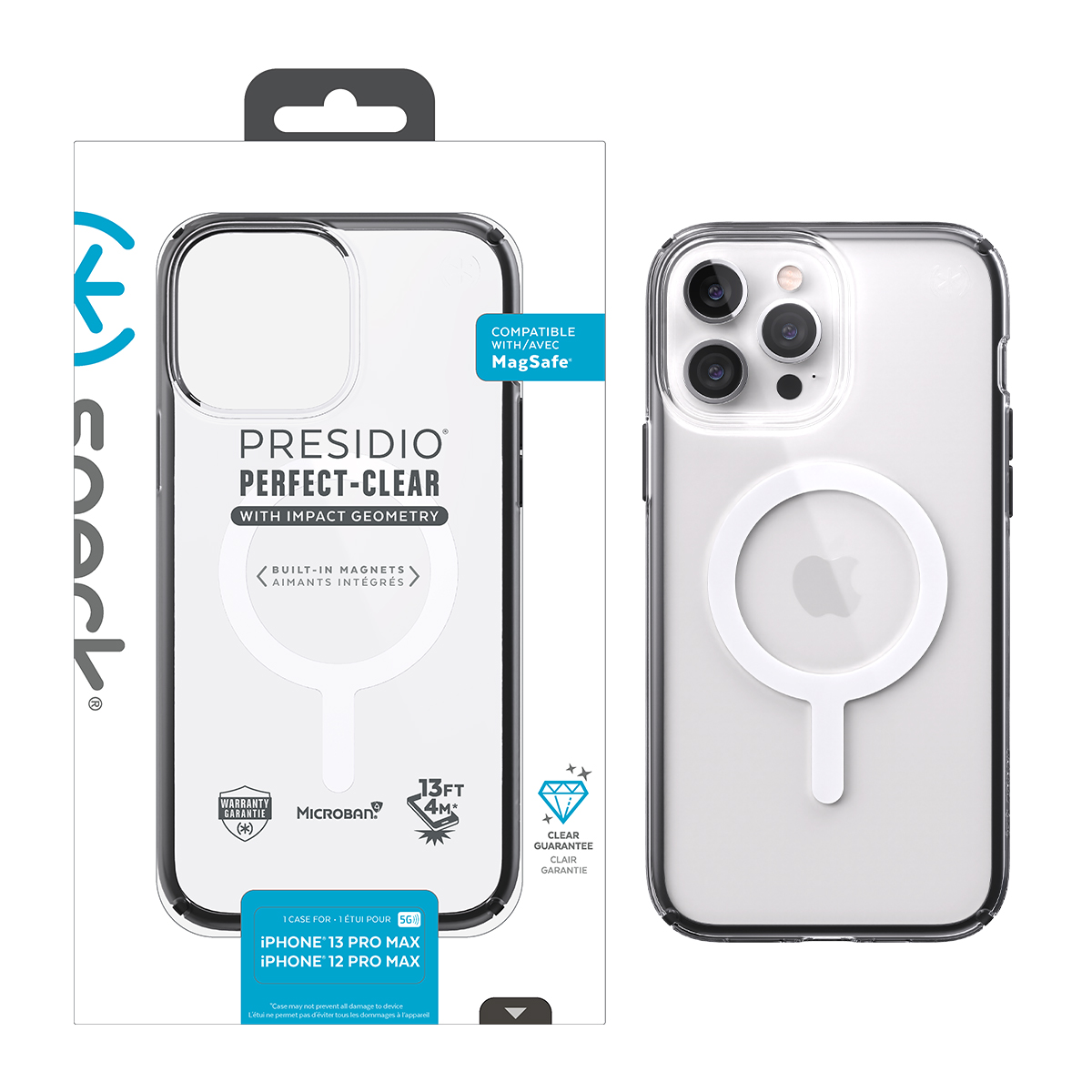 Picture of Speck iPhone 13 Pro Max/12 Pro Max PRESIDIO PERFECT-CLEAR W/IMPACT GEOMETRY Case + Magsafe - Black