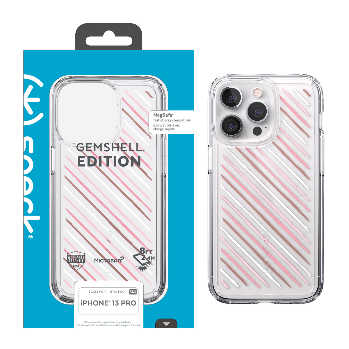 Picture of Speck Apple iPhone 13 Pro Gemshell Print Case - Clear/Infused Stripes