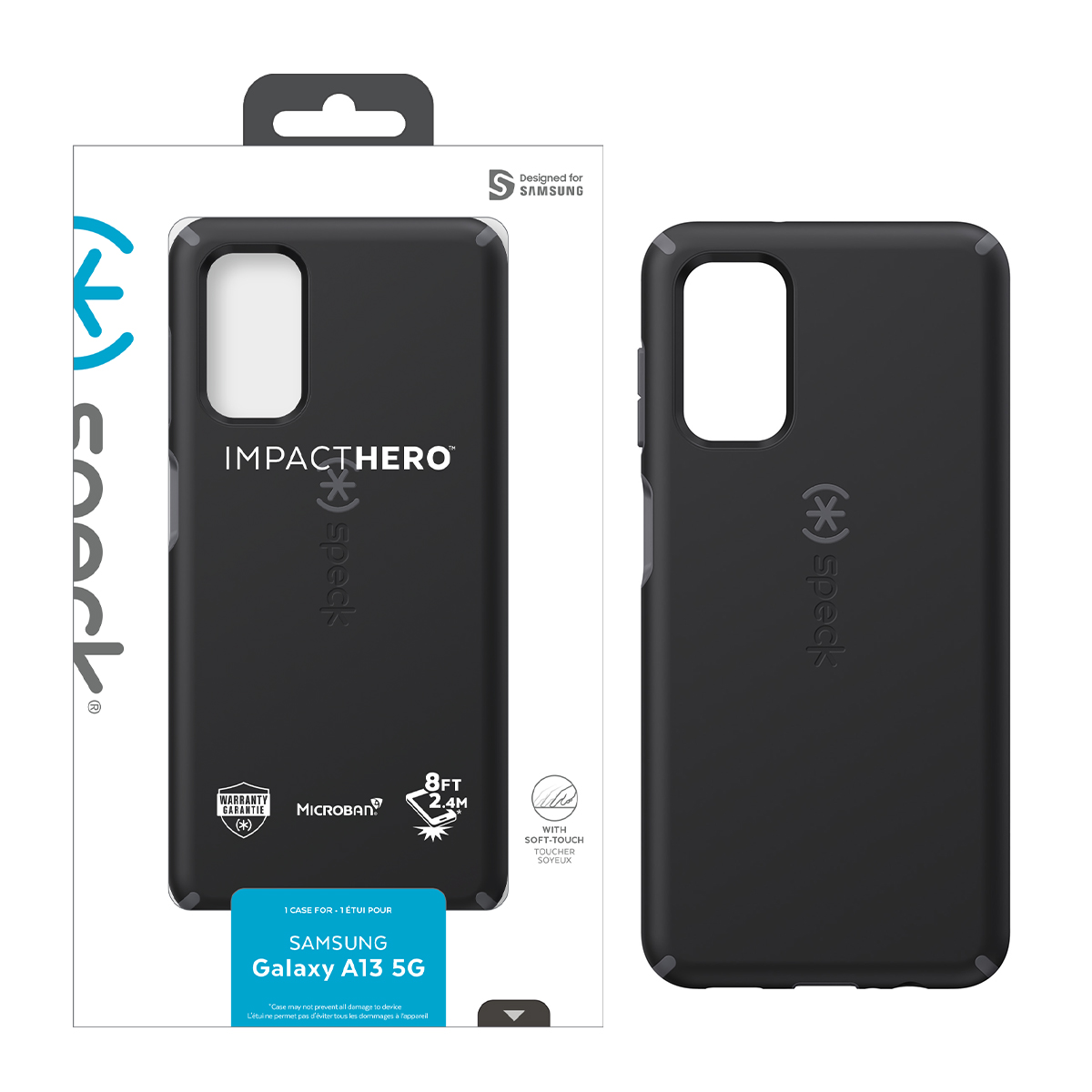 Picture of Speck Samsung Galaxy A13 5G IMPACT HERO Slim Dual-Layer case - Black / Slate Grey