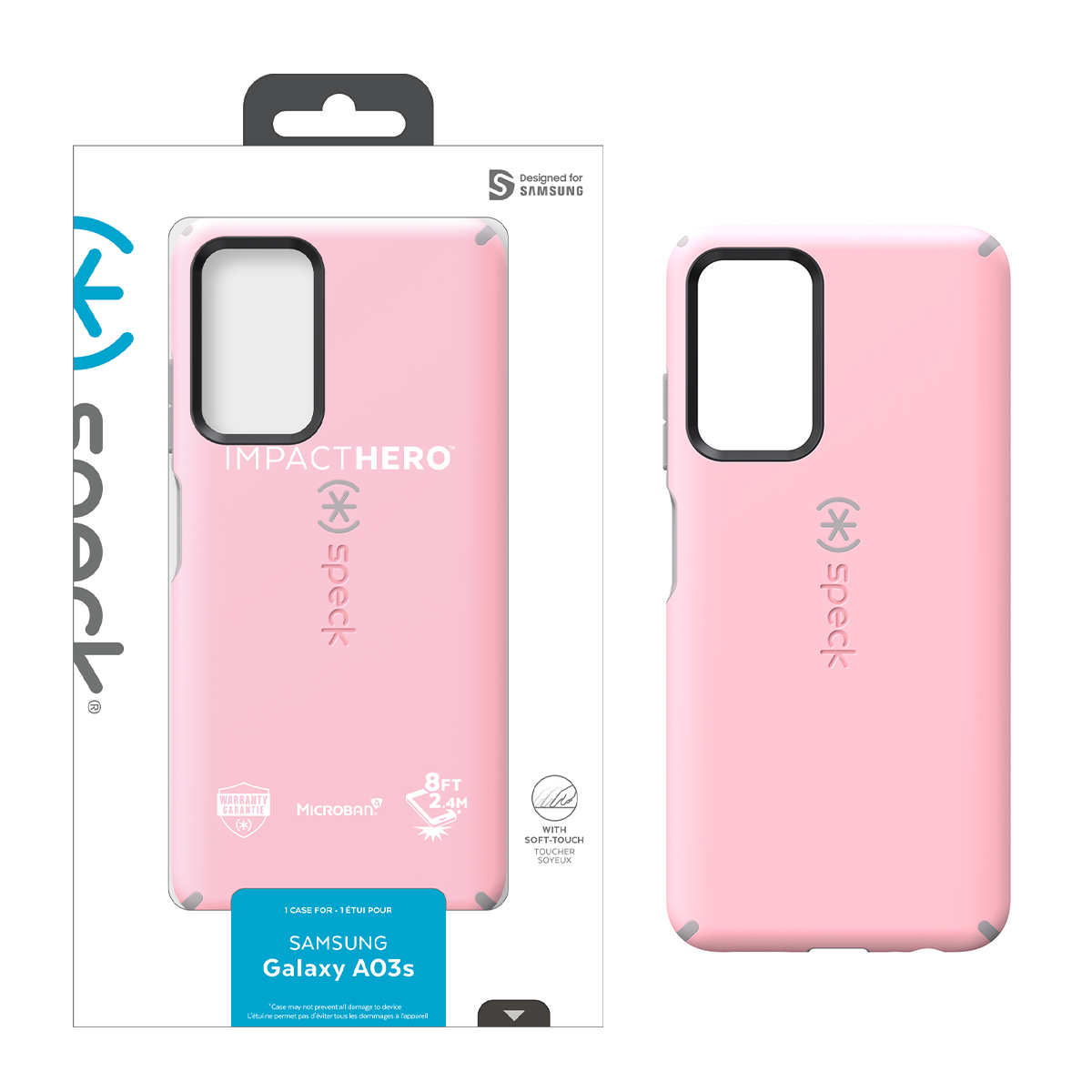 Picture of Speck Samsung Galaxy A03s Impact Hero Slim Dual-layer case - Rosy Pink/Cathedral Gray