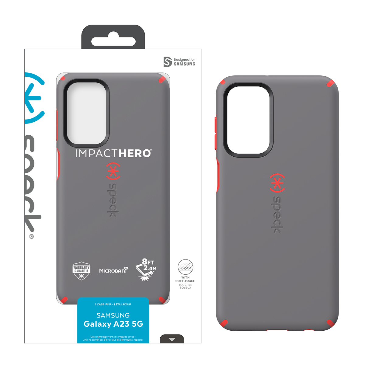 Picture of Speck Samsung Galaxy A23 5G Impact Hero Slim Dual-layer Case - Moody Grey / Turbo Red