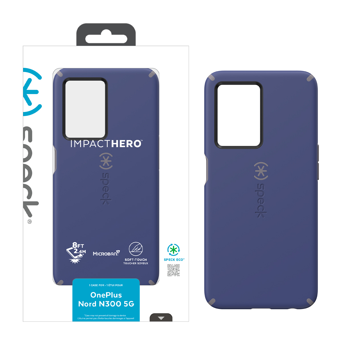 Picture of Speck OnePlus N300 5G Impact Hero Slim Dual-layer Case -  Prussian Blue / Cloudy Grey