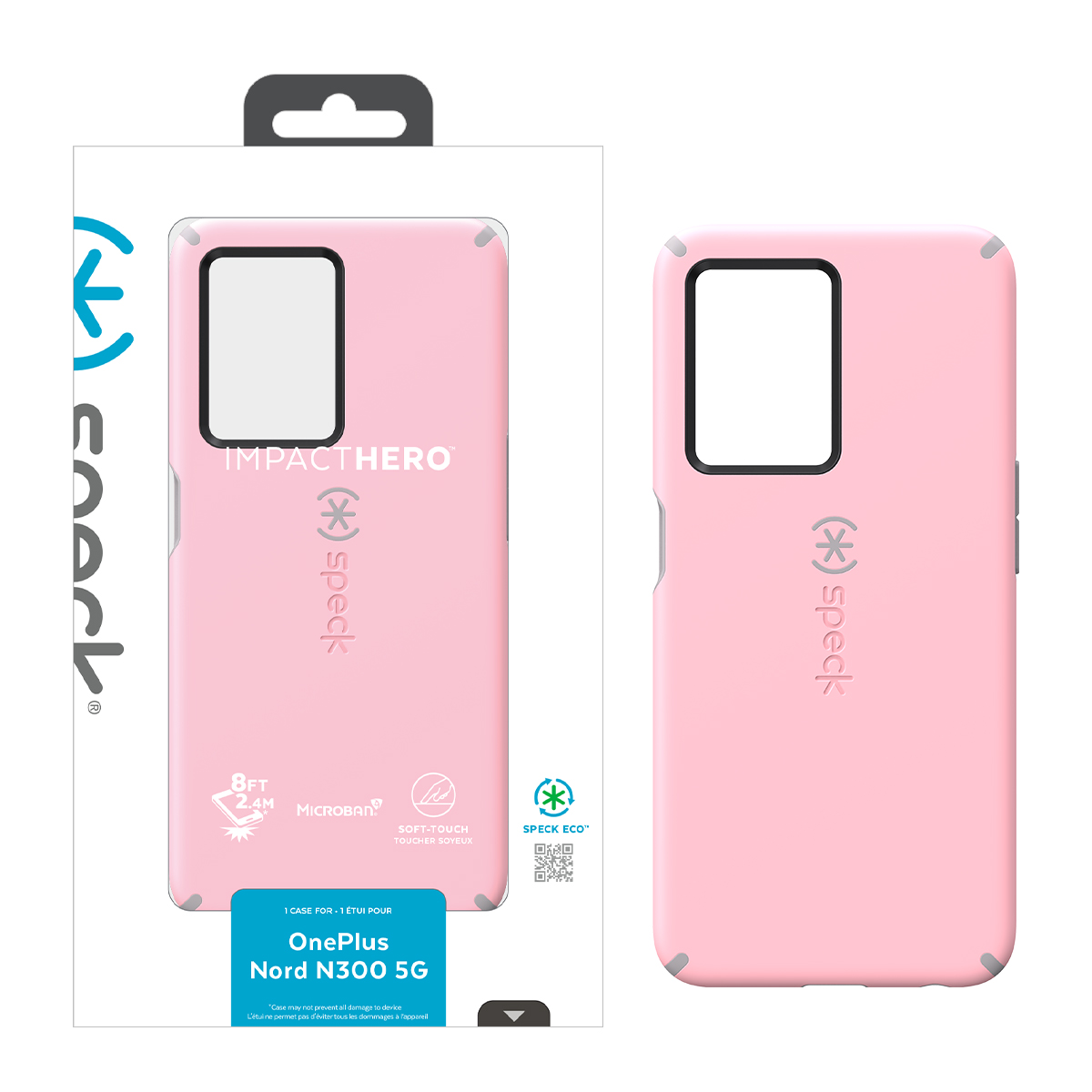 Picture of Speck OnePlus N300 5G Impact Hero Slim Dual-layer Case -Rosy Pink/Cathedral Grey