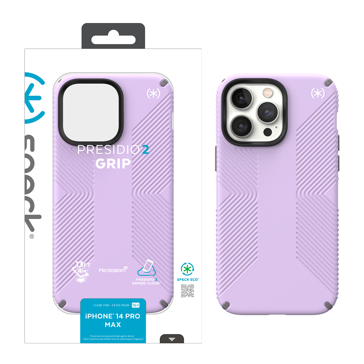 Picture of IPHONE 14 PRO MAX PRESIDIO 2 GRIP (SPRING PURPLE/CLOUDYGREY/WHITE)