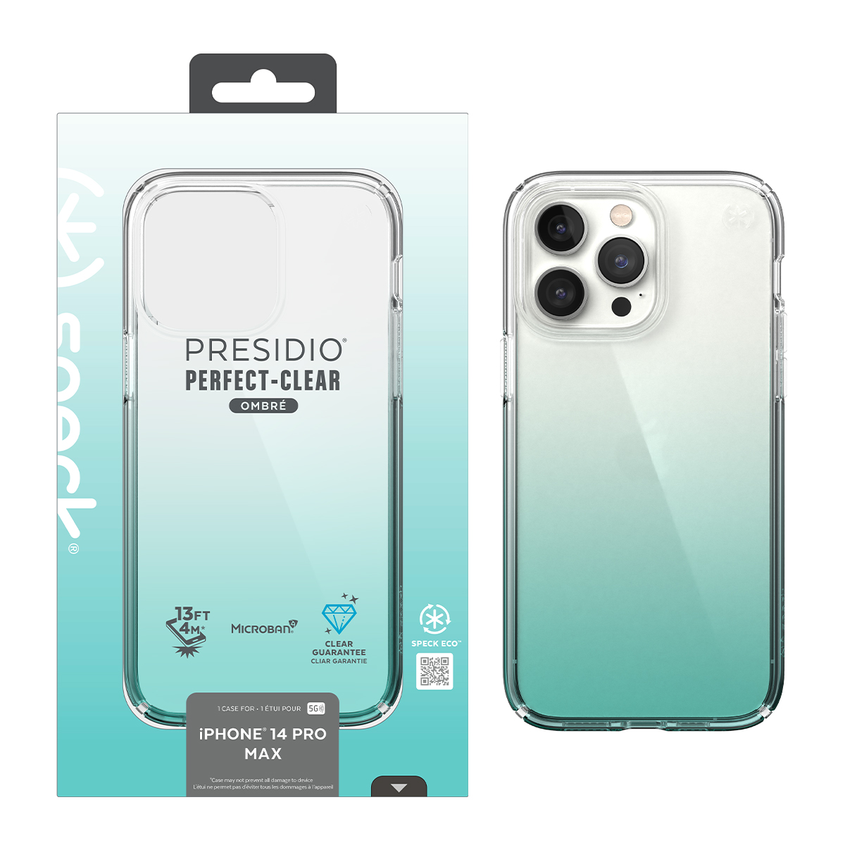 Picture of IPHONE 14 PRO MAX PRESIDIO PERFECT CLEAR OMBRE (CLEAR/FANTASY TEAL FADE)