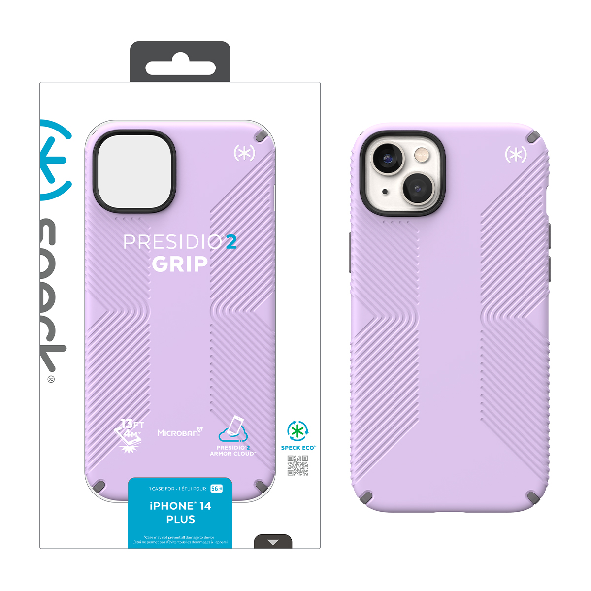 Picture of IPHONE 14 PLUS PRESIDIO 2 GRIP (SPRING PURPLE/CLOUDYGREY/WHITE)