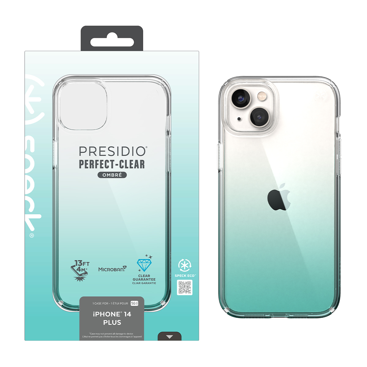 Picture of IPHONE 14 PLUS PRESIDIO PERFECT CLEAR OMBRE (CLEAR/FANTASY TEAL FADE)