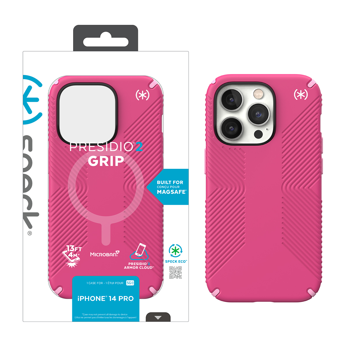 Picture of IPHONE 14 PRO PRESIDIO2 GRIP +MS (DIGITALPINK/BLOSSOMPINK/WHITE)