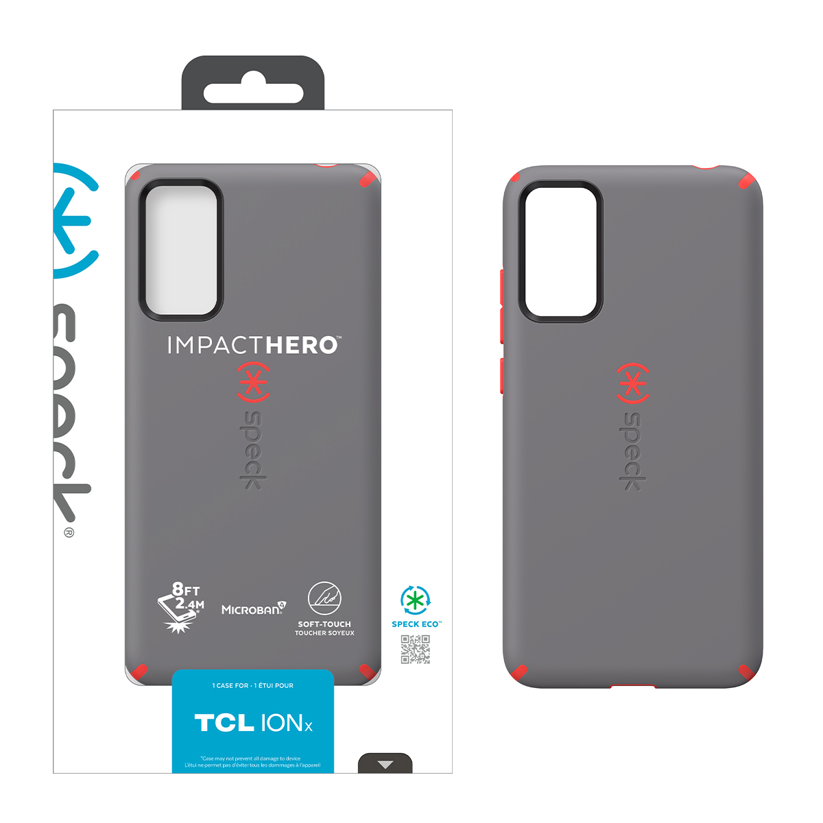 Picture of Speck TCL ION X  Impact Hero Dual-layer Case - Moody Grey / Turbo Red