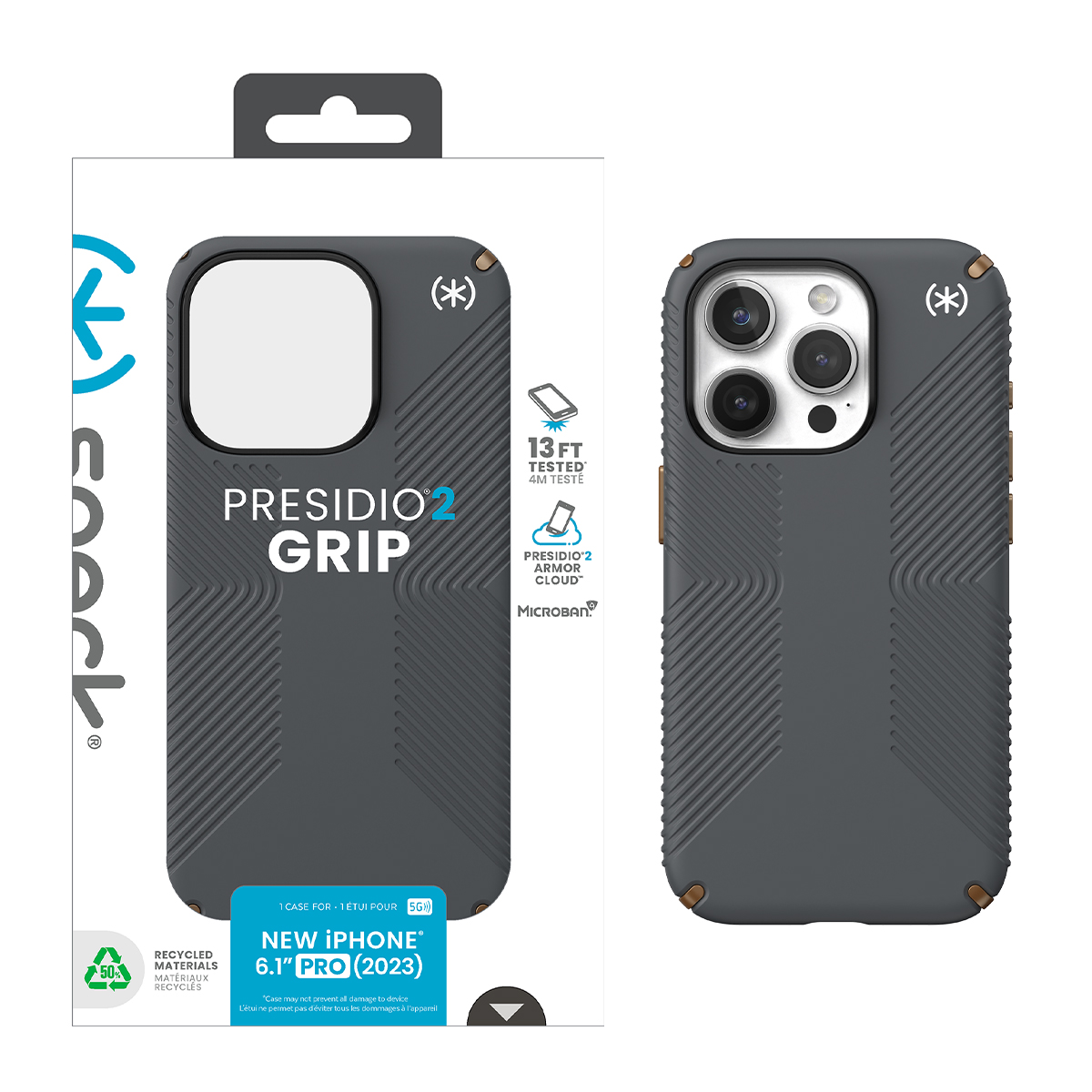 Picture of Speck Apple iPhone 15 PRO PRESIDIO 2 GRIP Case - Charcoal Grey