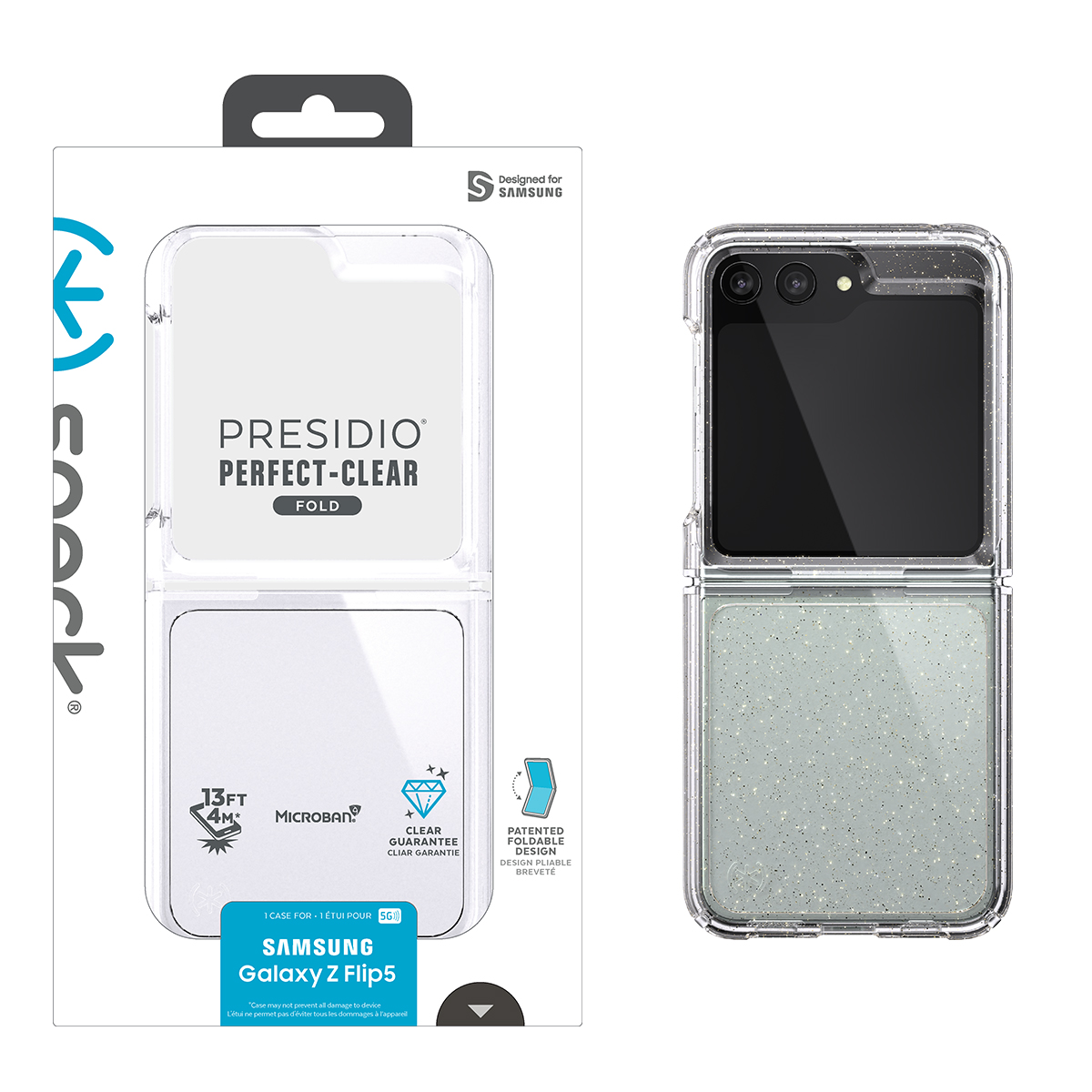 Picture of Speck Clear with Glitter Samsung Galaxy Z Flip 5 Case - Foldable