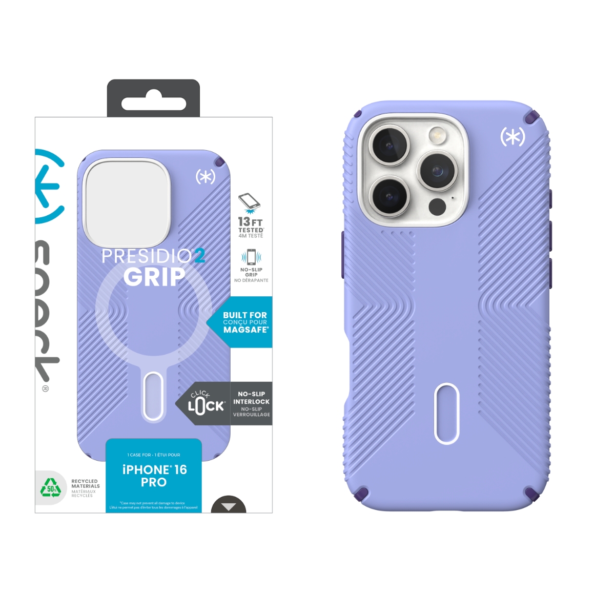 Picture of Speck Apple iPhone 16 Pro PRESIDIO2 GRIP + CL FUTURE LAVENDER/CASSIS PURPLE/WHITE