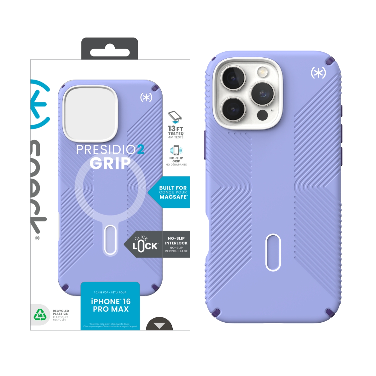 Picture of Speck Apple iPhone 16 Pro Max PRESIDIO2 GRIP + CL FUTURE LAVENDER/CASSIS PURPLE/WHITE