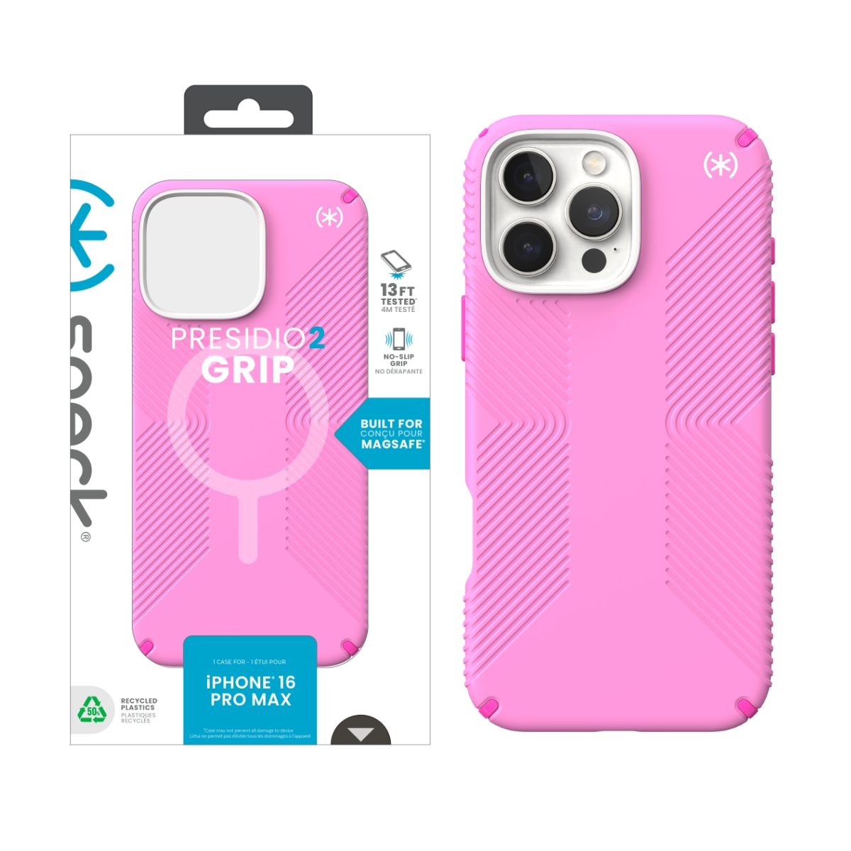 Picture of Speck Apple iPhone 16 Pro Max  PRESIDIO2 GRIP +MS TRUE PINK/SHOCKING PINK/WHITE