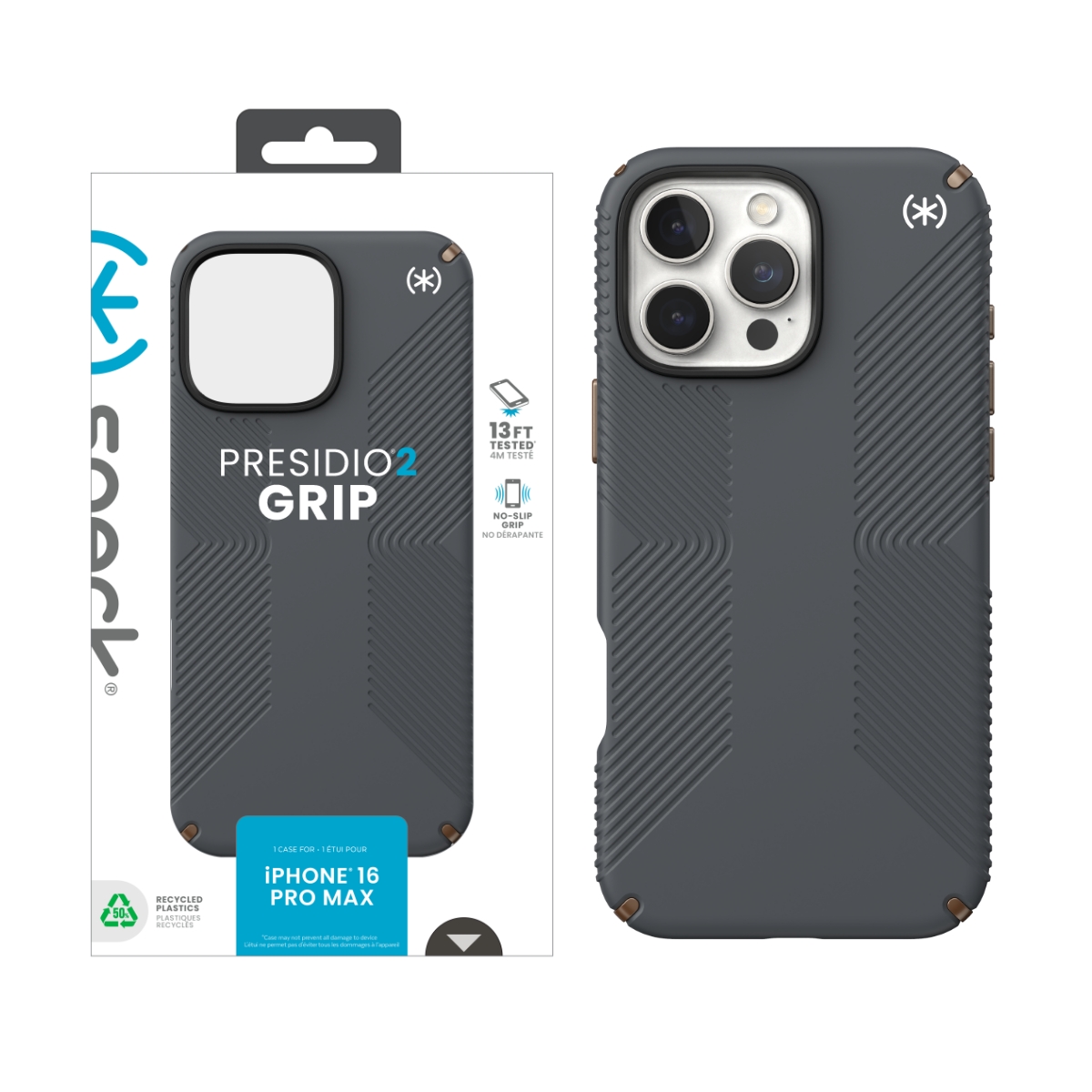 Picture of Speck Apple iPhone 16 Pro Max  PRESIDIO2 GRIP CHARCOAL GREY/COOL BRONZE/WHITE