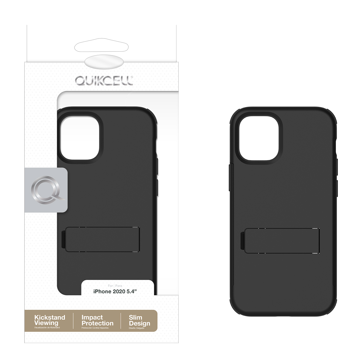 Picture of Quikcell Apple iPhone 12 Mini ADVOCATE Dual-layer Kickstand Case - Matte Black