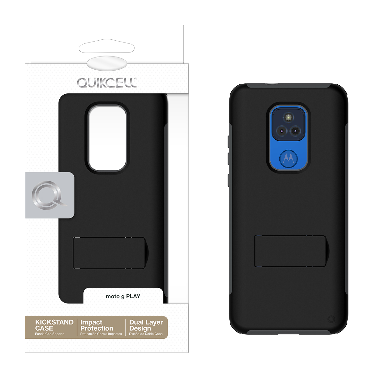 Picture of Quikcell moto g PLAY ADVOCATE Dual-layer Kickstand Case – Ebony Black