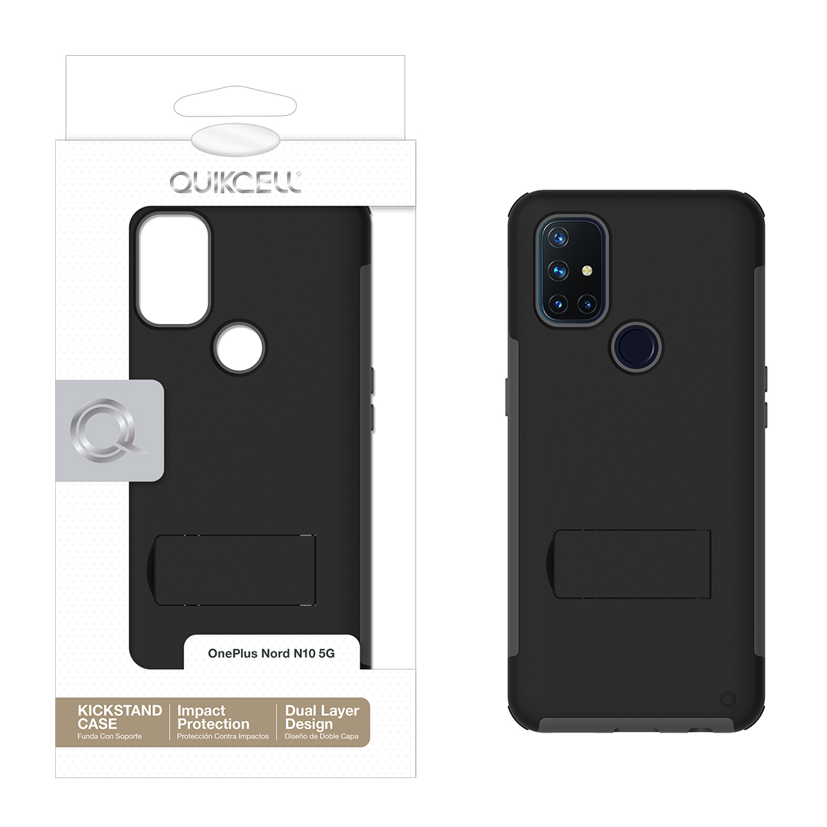 Picture of Quikcell OnePlus Nord N10 5G ADVOCATE Dual-layer Kickstand Case – Ebony Black