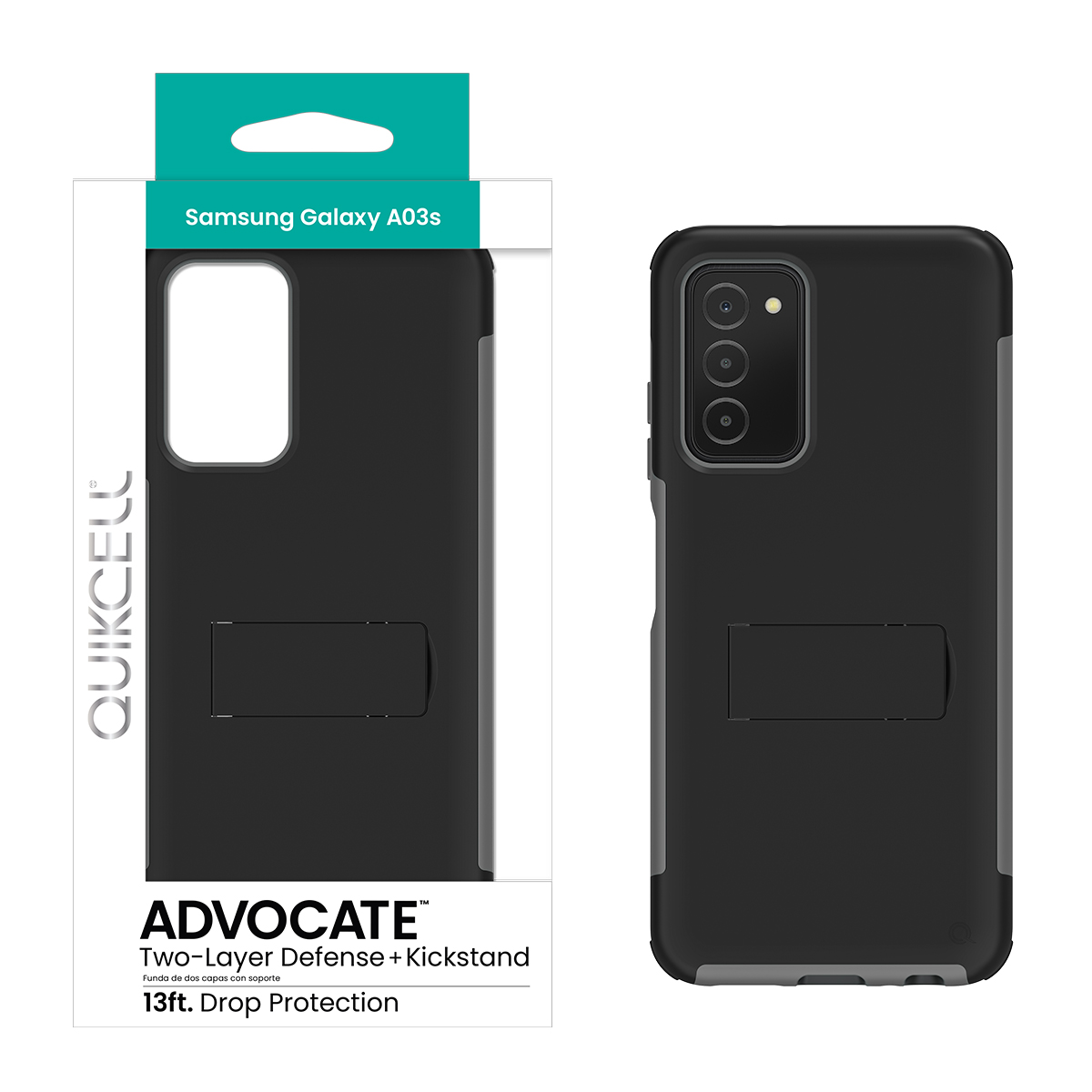 Picture of Quikcell Samsung Galaxy A03s ADVOCATE Dual-layer Kickstand Case – Steel Black