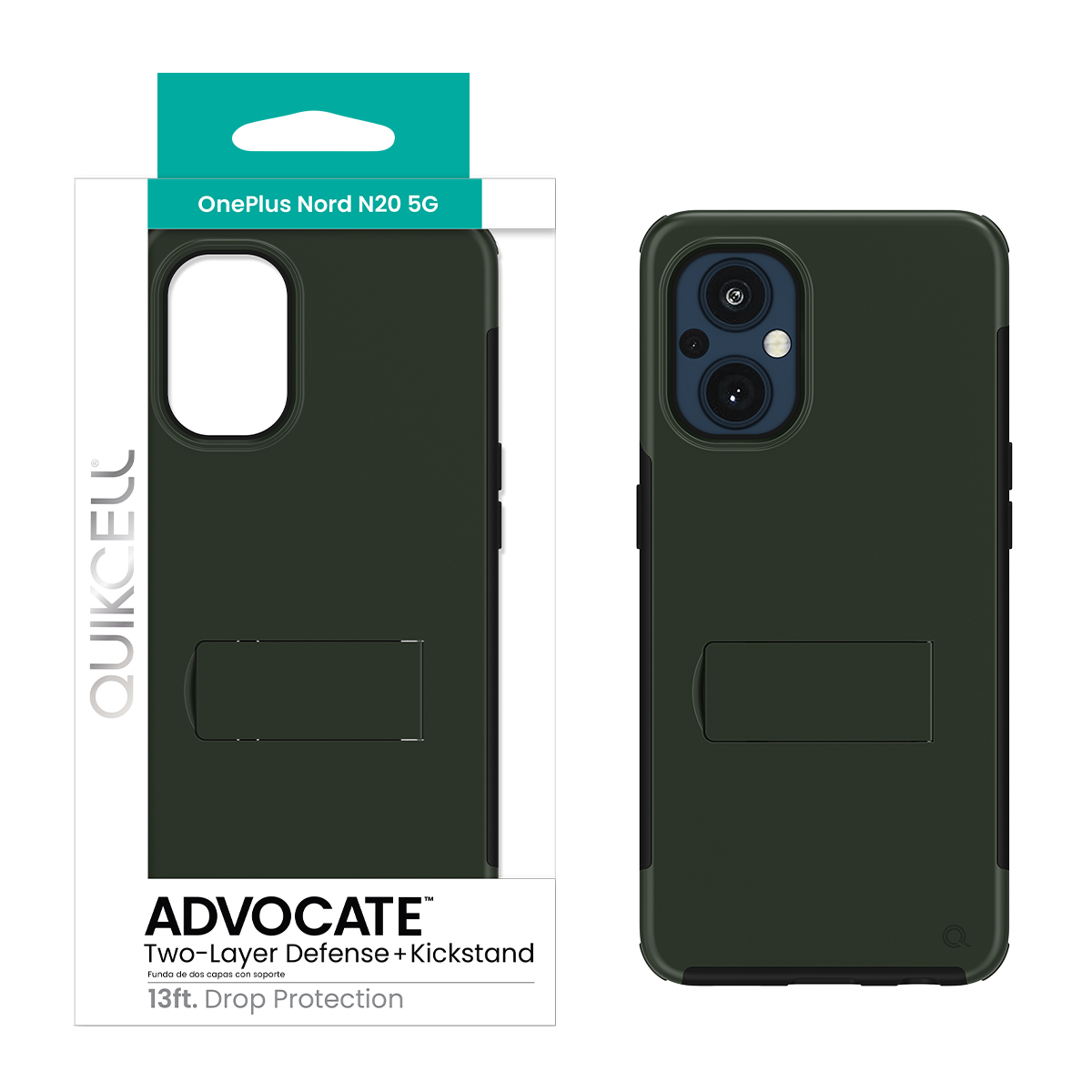 Picture of Quikcell OnePlus Nord N20 5G ADVOCATE Dual-layer Kickstand Case – Olive Green