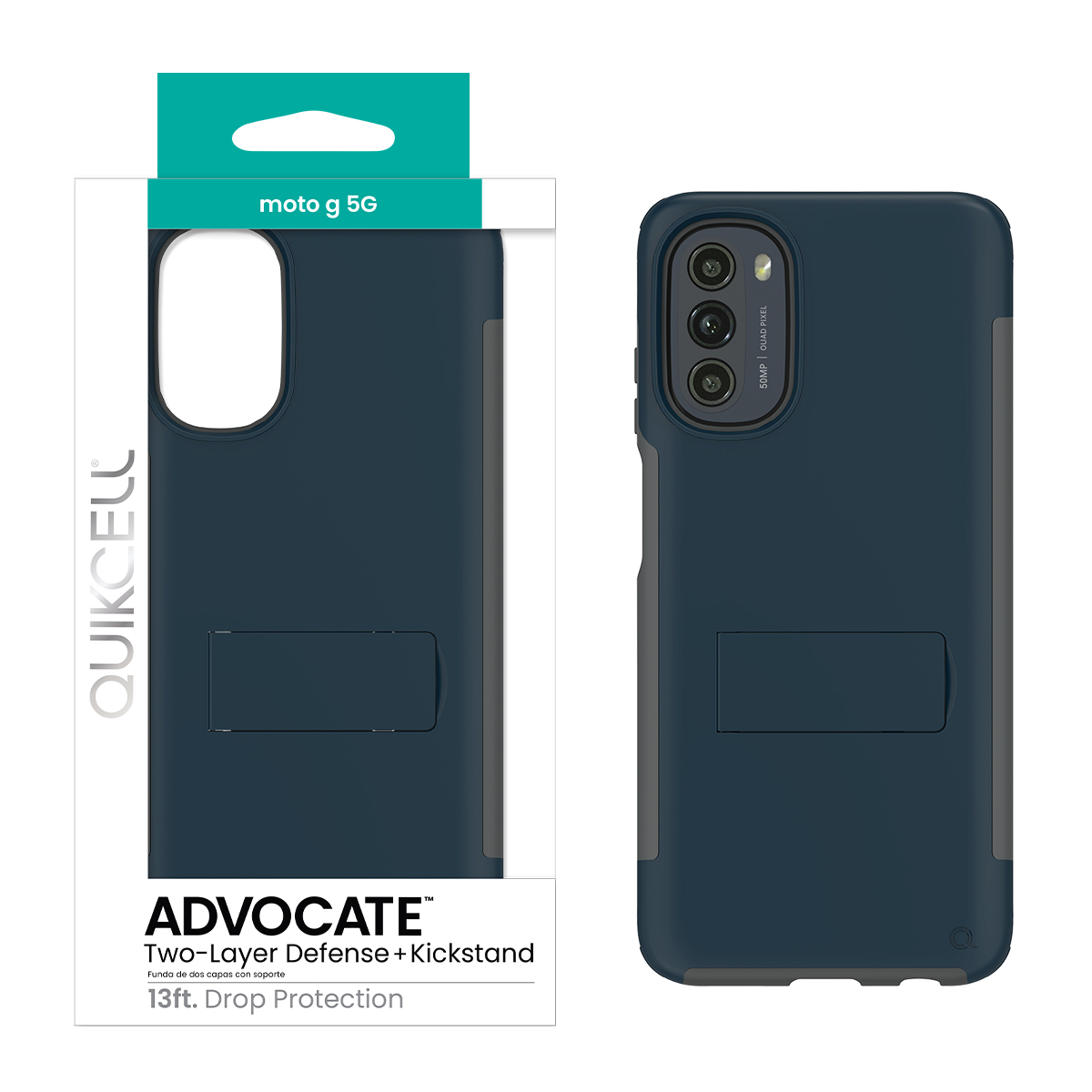 Picture of Quikcell Moto g 5G  ADVOCATE Dual-layer Kickstand – Slate Blue