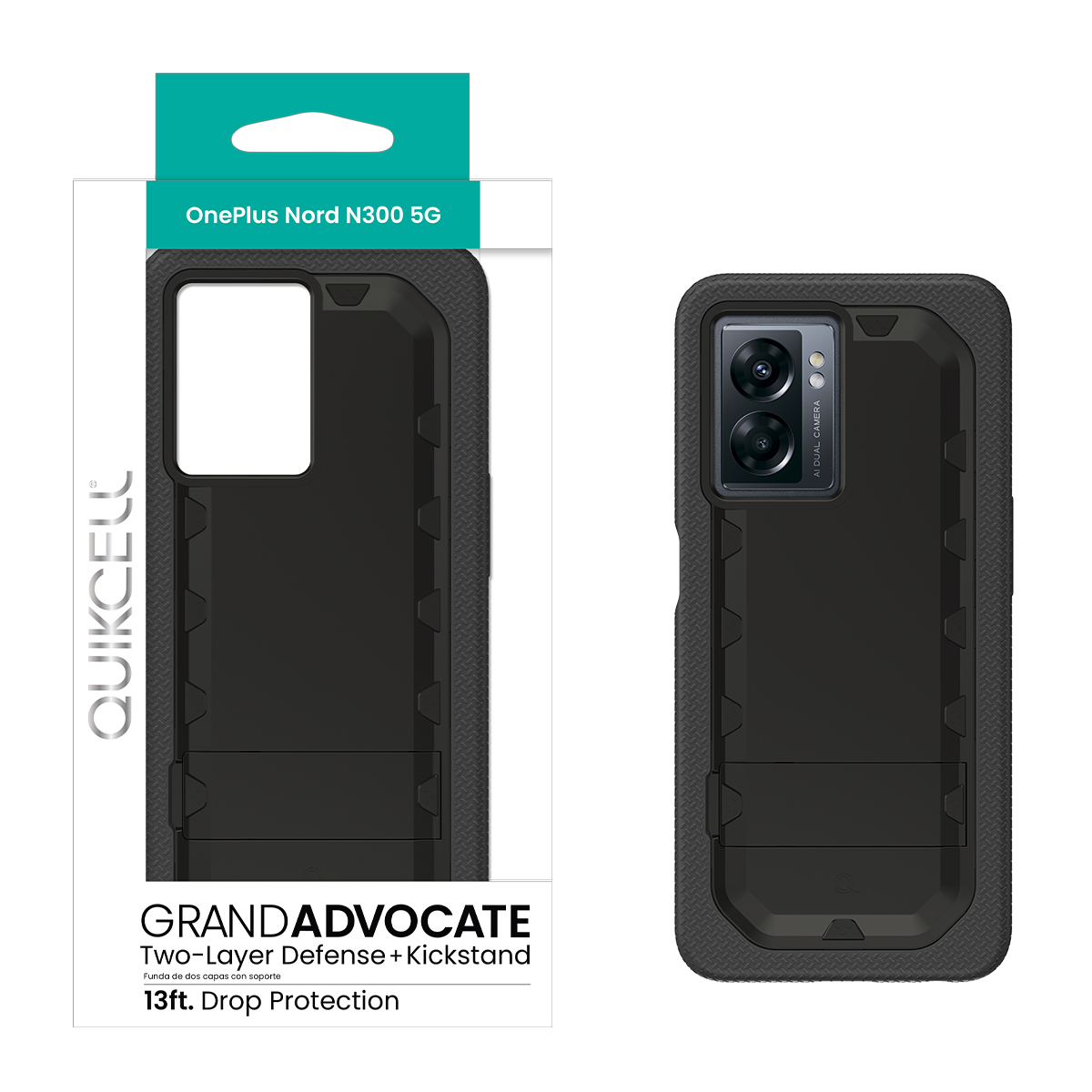 Picture of Quikcell OnePlus Nord N300 5G GRAND ADVOCATE Dual-layer Kickstand Case – Armor Black