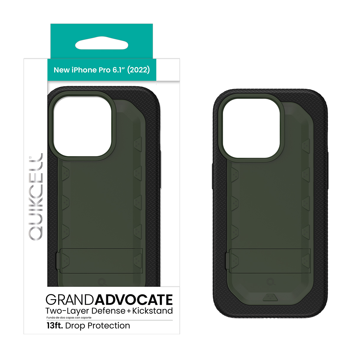 Picture of Quikcell Apple iPhone 14 Pro GRAND ADVOCATE Dual-layer Kickstand Case - Army Green