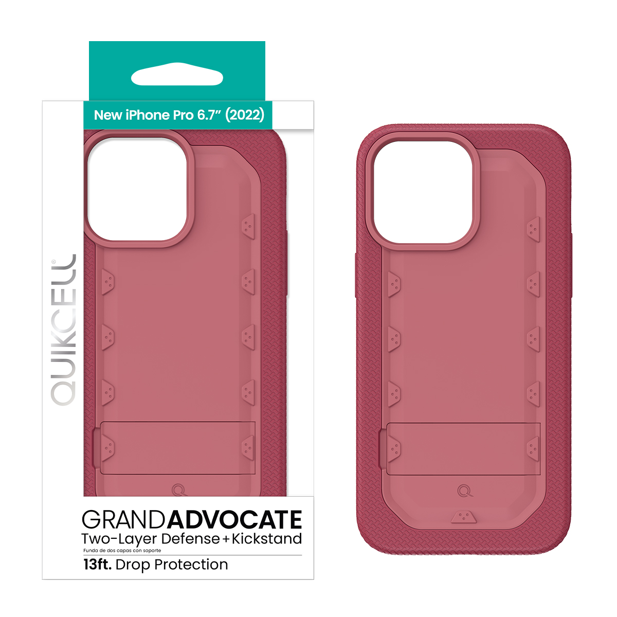 Picture of Quikcell Apple iPhone 14 Pro Max GRAND ADVOCATE Dual-layer Kickstand Case - Desert Pink