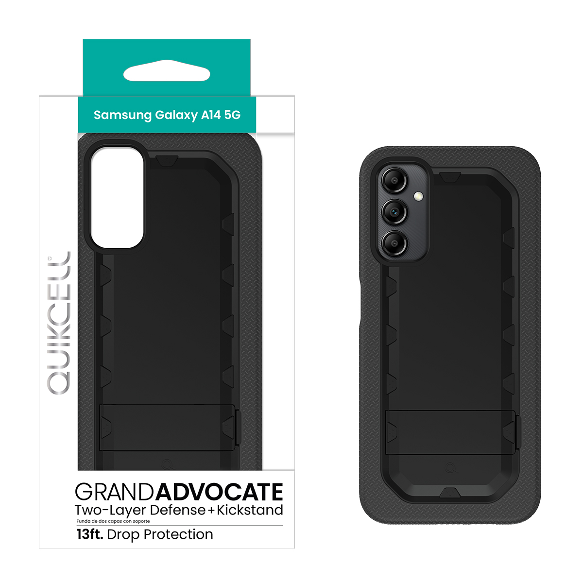 Picture of Quikcell Samsung Galaxy A14 5G GRAND ADVOCATE Dual-layer Kickstand Case – Armor Black