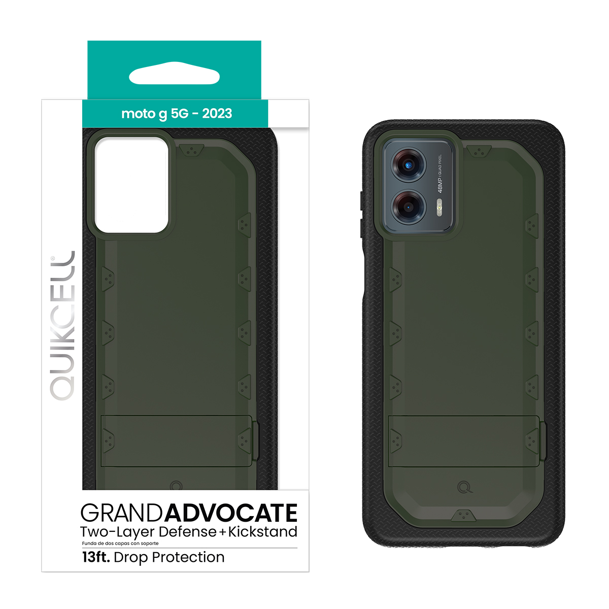 Picture of Quikcell moto g 5G (2023) GRAND ADVOCATE Dual-layer Kickstand Case - Army Green