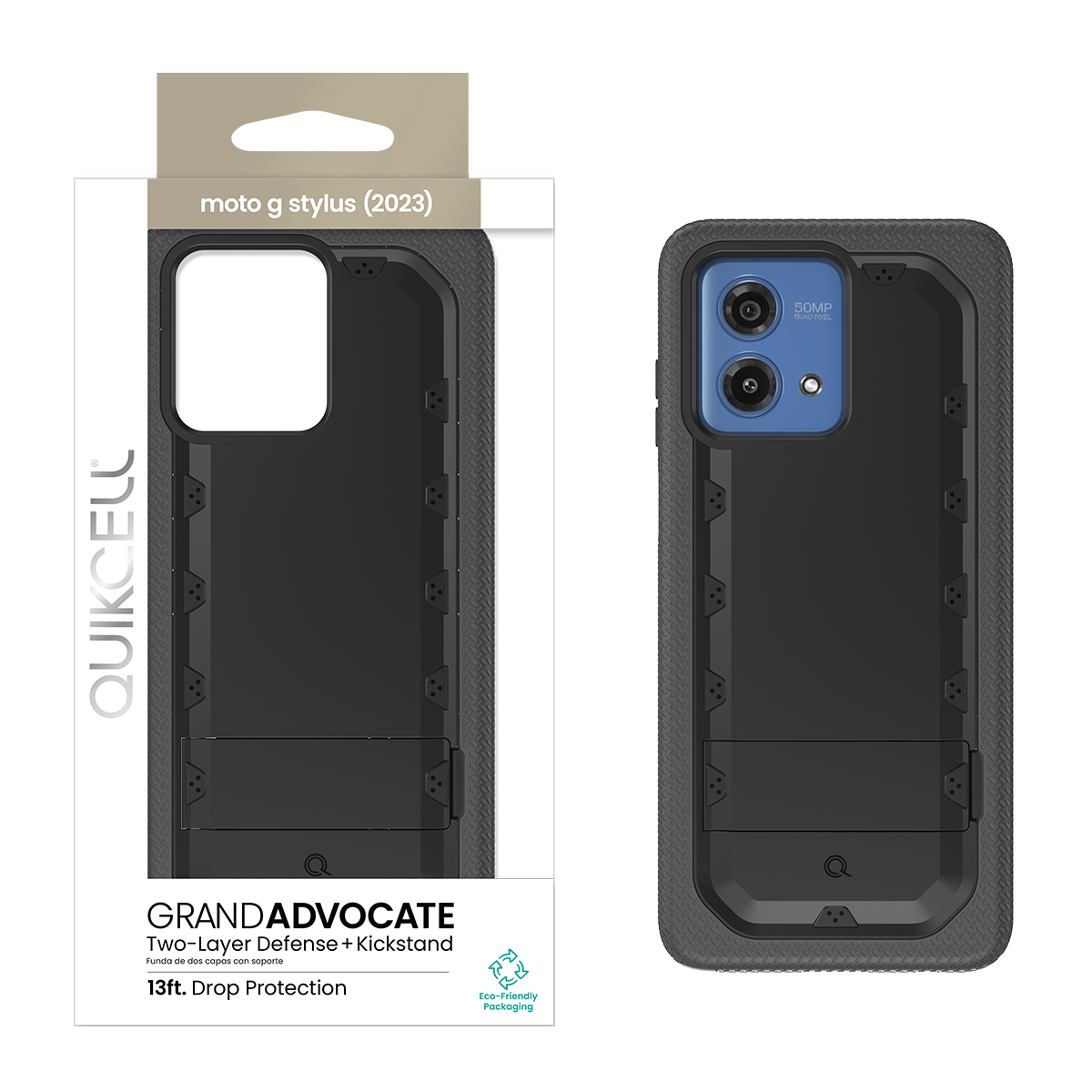 Picture of Quikcell moto g stylus (2023) GRAND ADVOCATE Dual-layer Kickstand Case - Armor Black