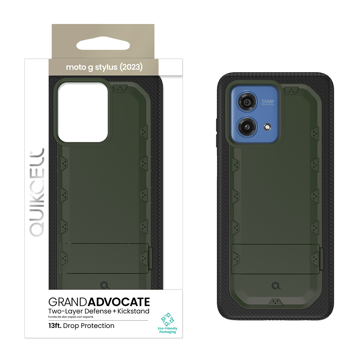 Picture of Quikcell moto g stylus (2023) GRAND ADVOCATE Dual-layer Kickstand Case - Army Green