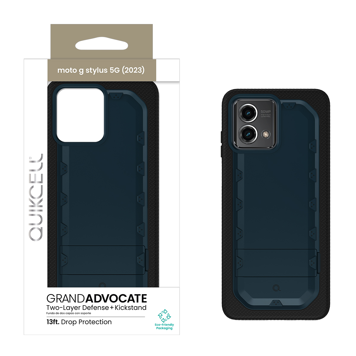 Picture of Quikcell moto g stylus 5G (2023) GRAND ADVOCATE Dual-layer Kickstand Case - Navy Blue