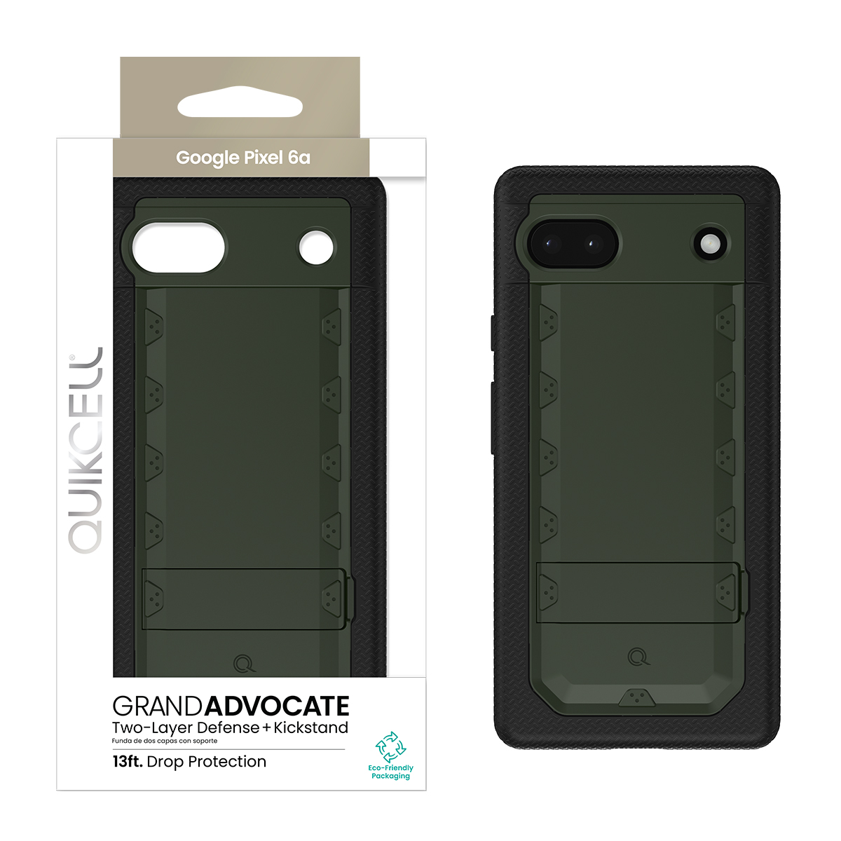 Picture of Quikcell Google Pixel 6A GRAND ADVOCATE Dual-layer Kickstand Case – Army Green