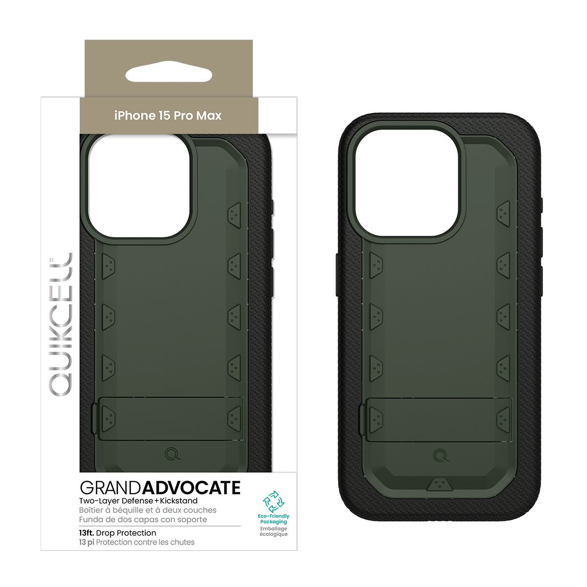 Picture of Quikcell Apple iPhone 15 Pro Max Grand ADVOCATE Dual-Layer Kickstand Case – Army Green